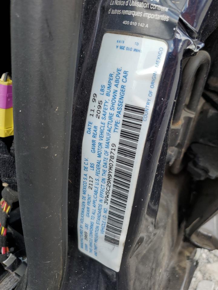 2000 Volkswagen Jetta Gls Blue vin: 3VWSC29M9YM078719