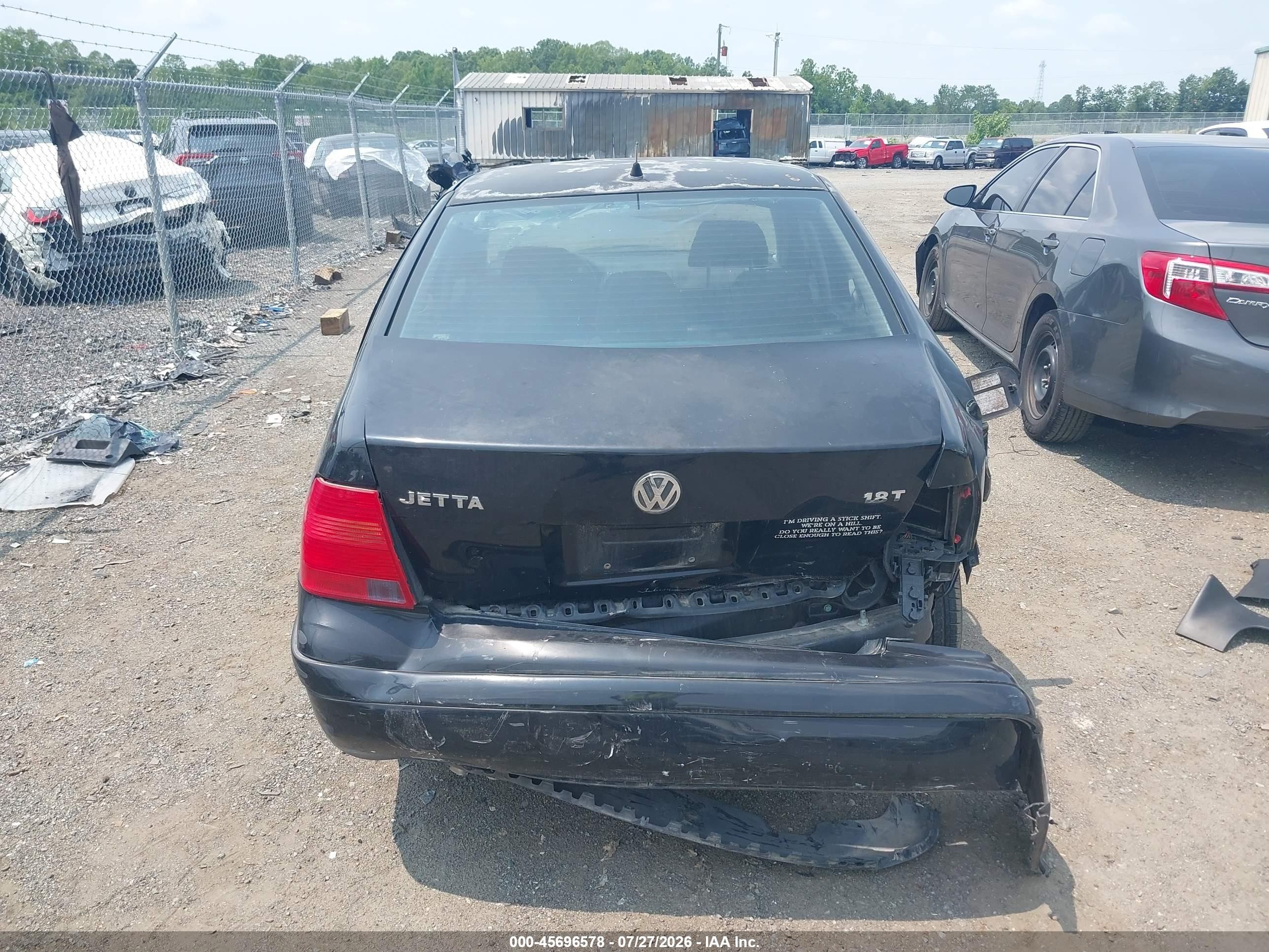 2001 Volkswagen Jetta Gls 1.8l Turbo Black vin: 3VWSD69M01M218280