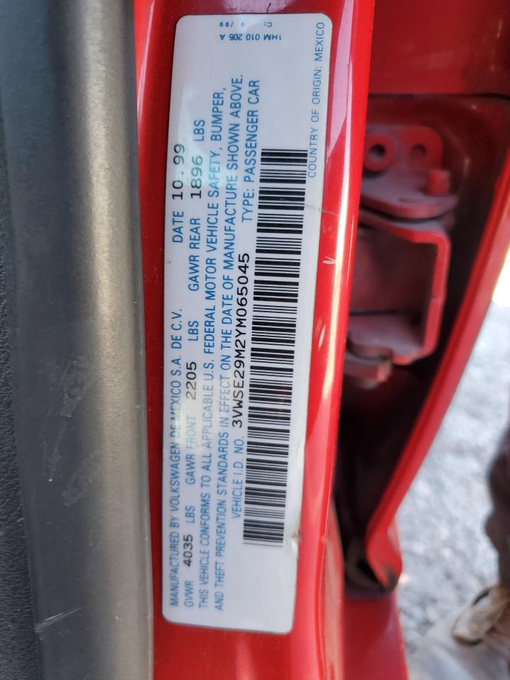 2000 Volkswagen Jetta Gls Red vin: 3VWSE29M2YM065045