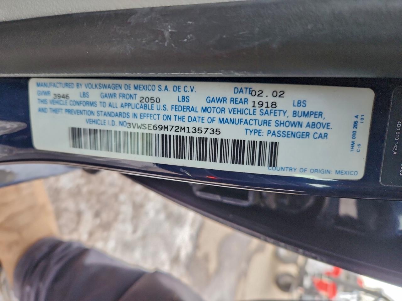 2002 Volkswagen Jetta Gls Blue vin: 3VWSE69M72M135735