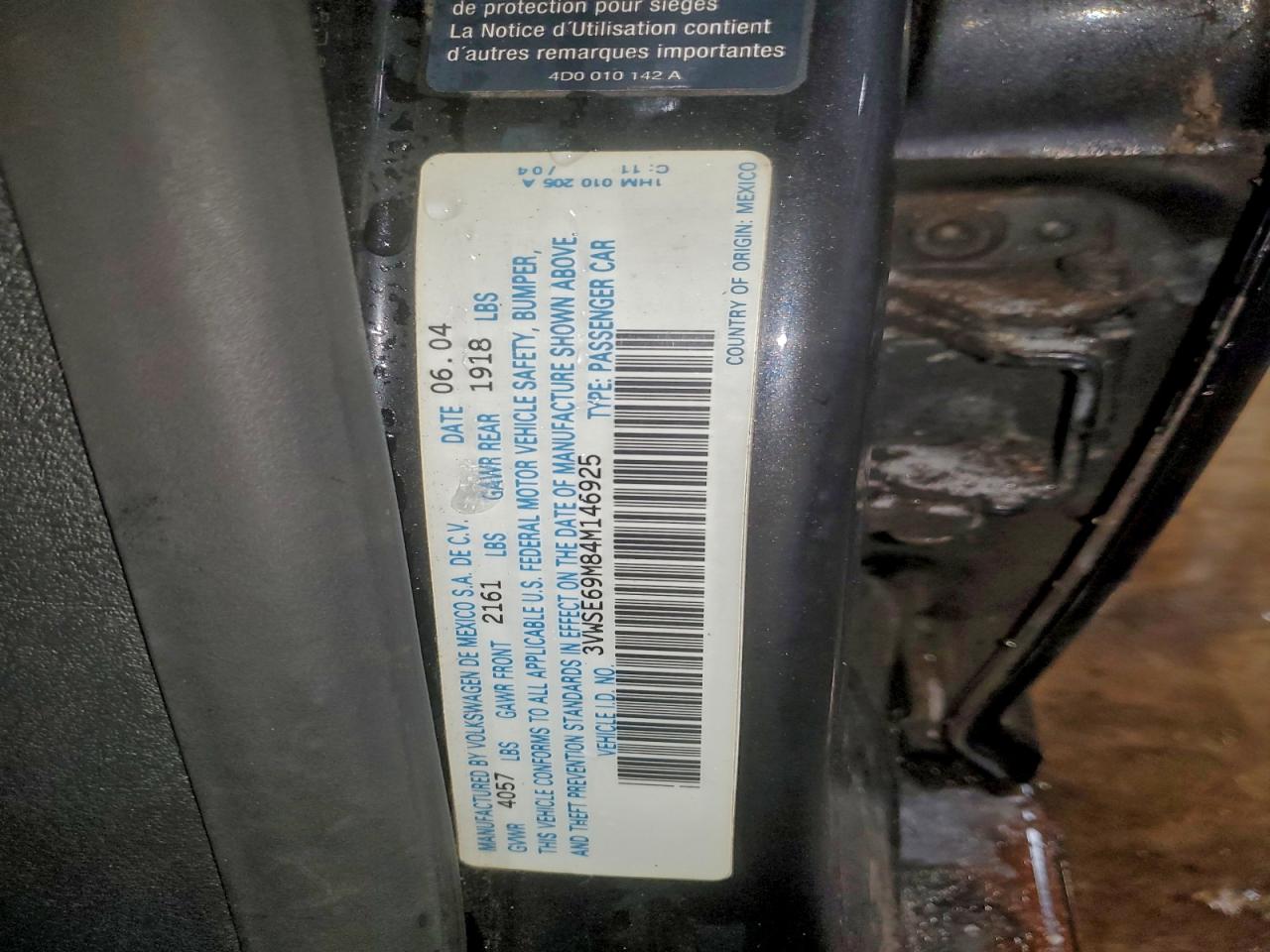 2004 Volkswagen Jetta Gls Черный vin: 3VWSE69M84M146925