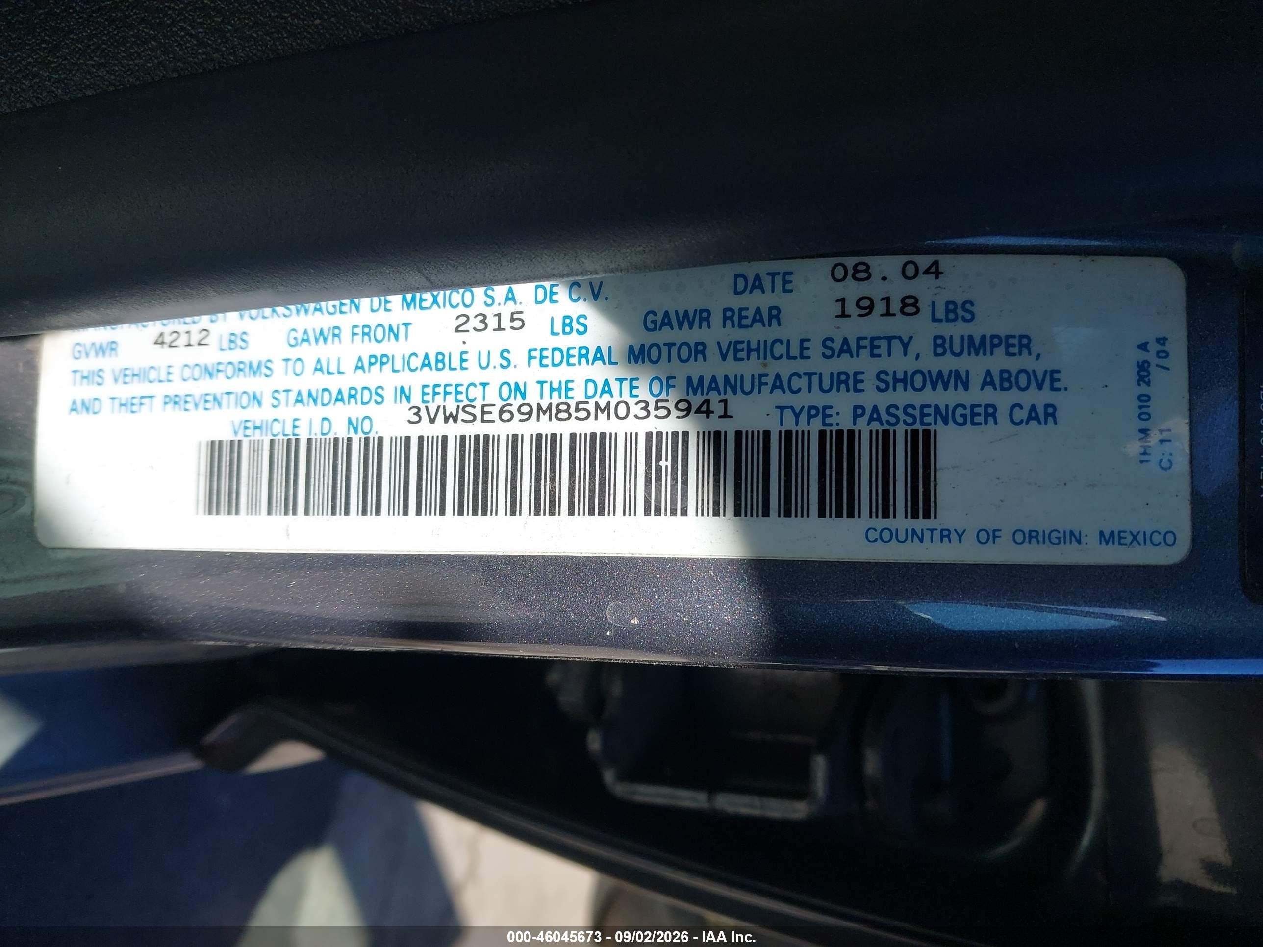 2005 Volkswagen Jetta Gli 1.8t Gray vin: 3VWSE69M85M035941