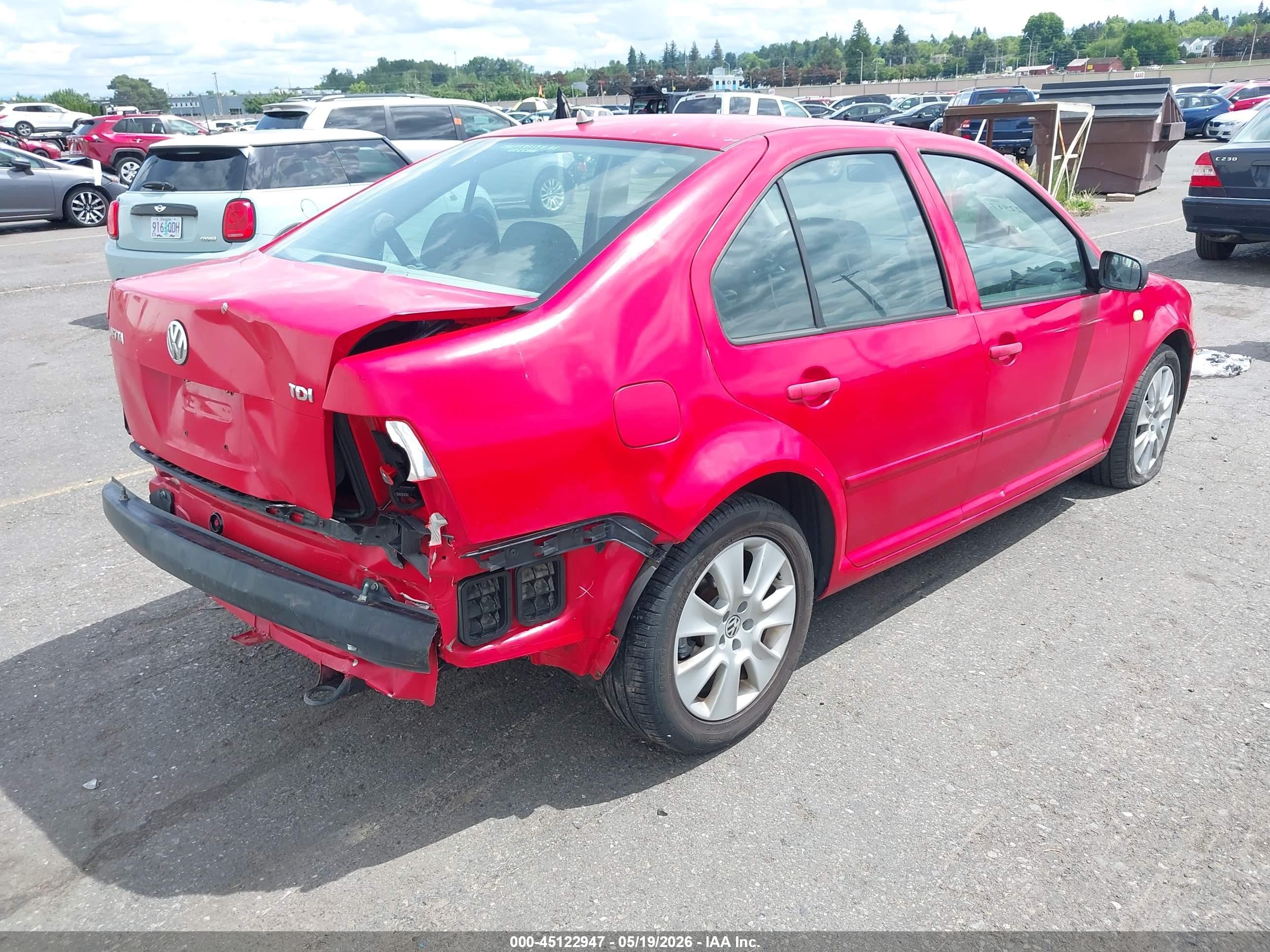 2000 Volkswagen Jetta Gls Tdi Red vin: 3VWSF29M5YM048043