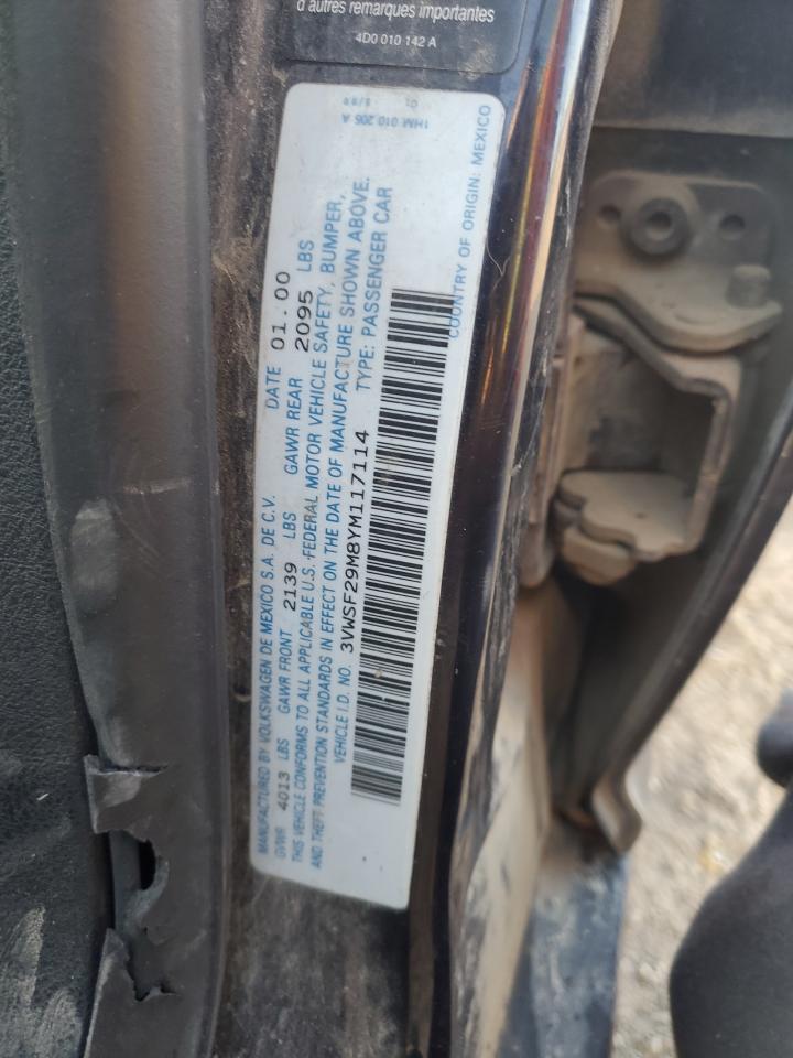 2000 Volkswagen Jetta Gls Tdi Blue vin: 3VWSF29M8YM117114