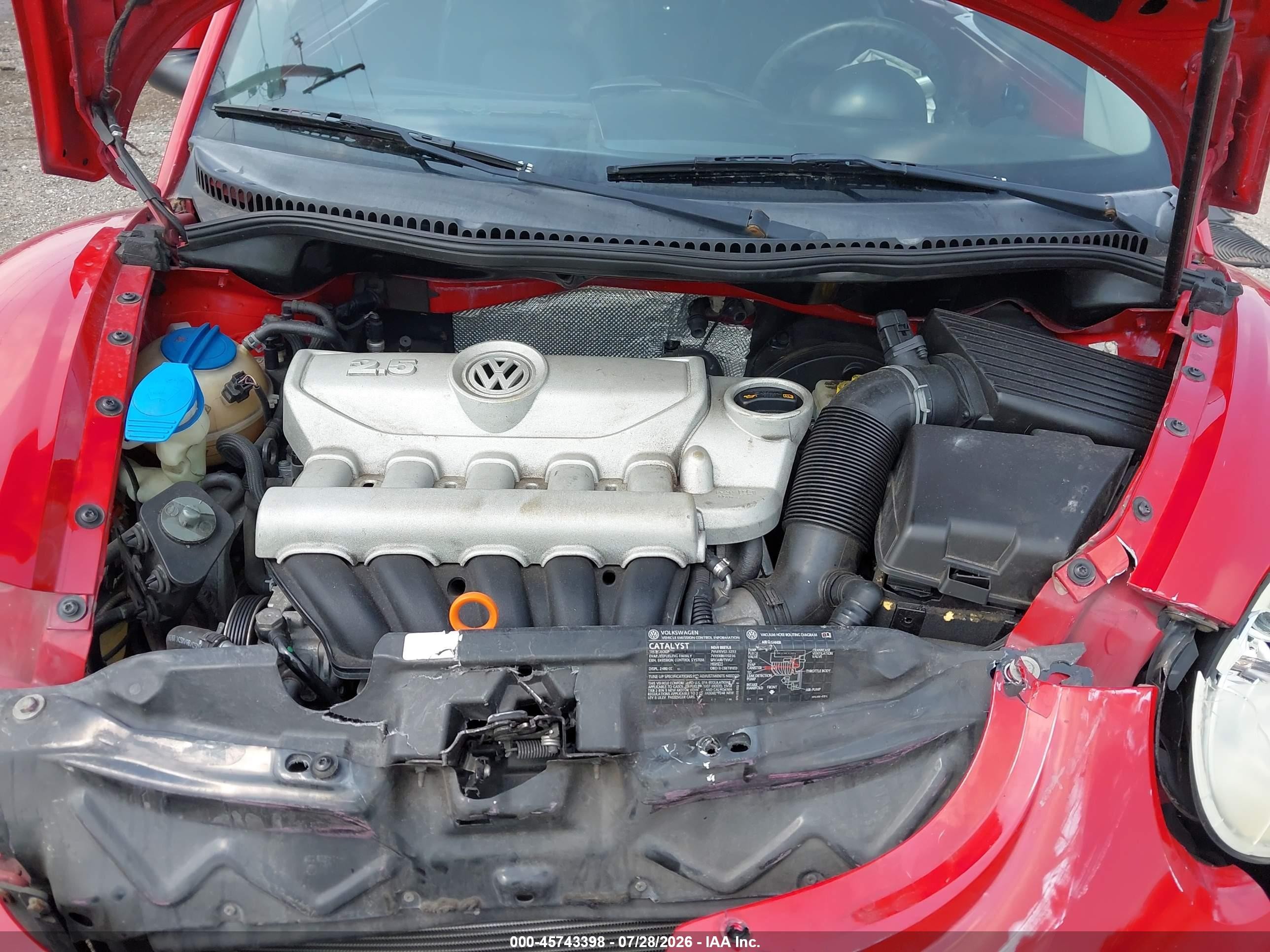 2007 Volkswagen New Beetle 2.5 Red vin: 3VWSF31Y77M420498