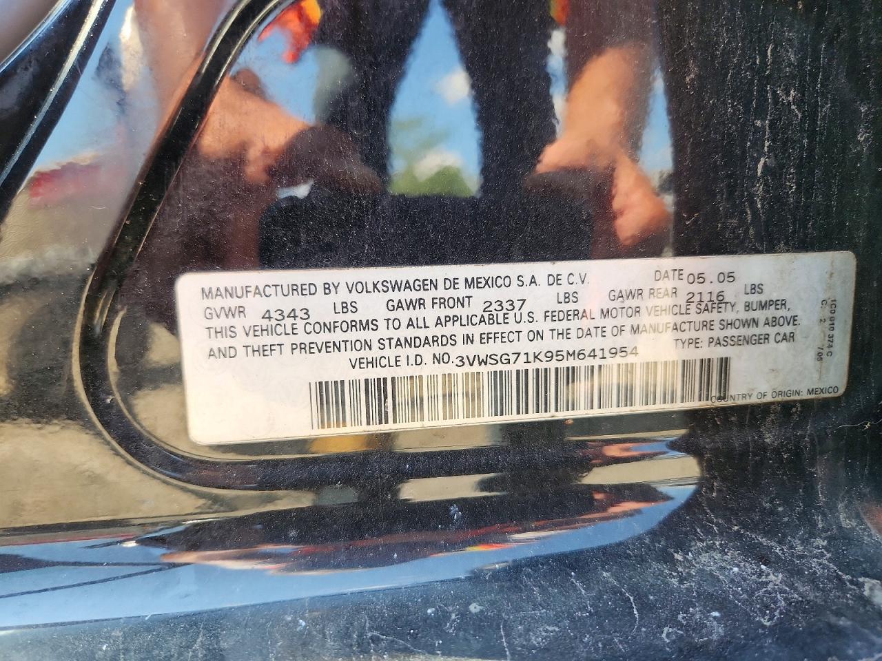 2005 Volkswagen New Jetta 2.5l Option Package 1 Black vin: 3VWSG71K95M641954