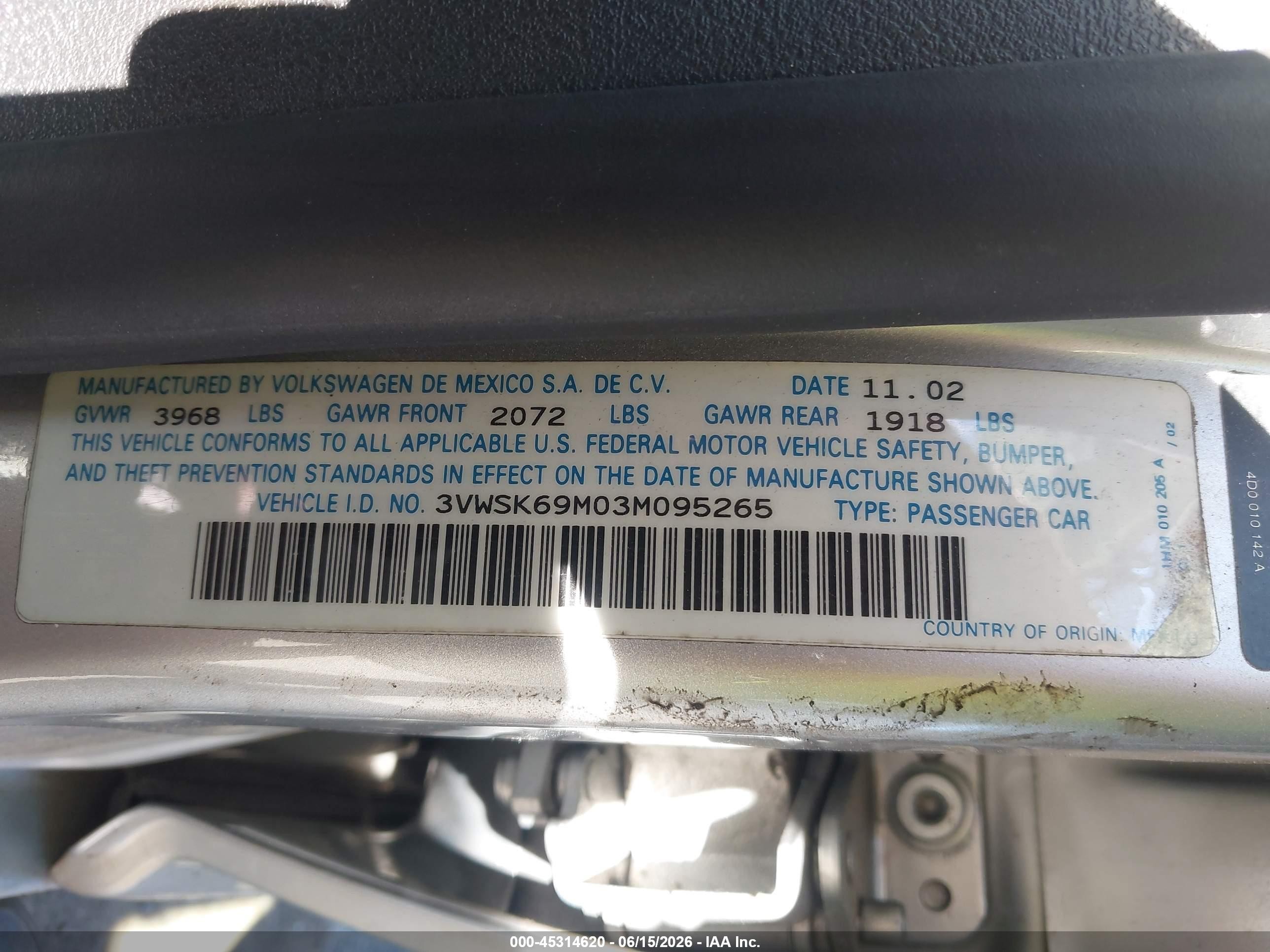 2003 Volkswagen Jetta Gls 2.0l Серебряный vin: 3VWSK69M03M095265