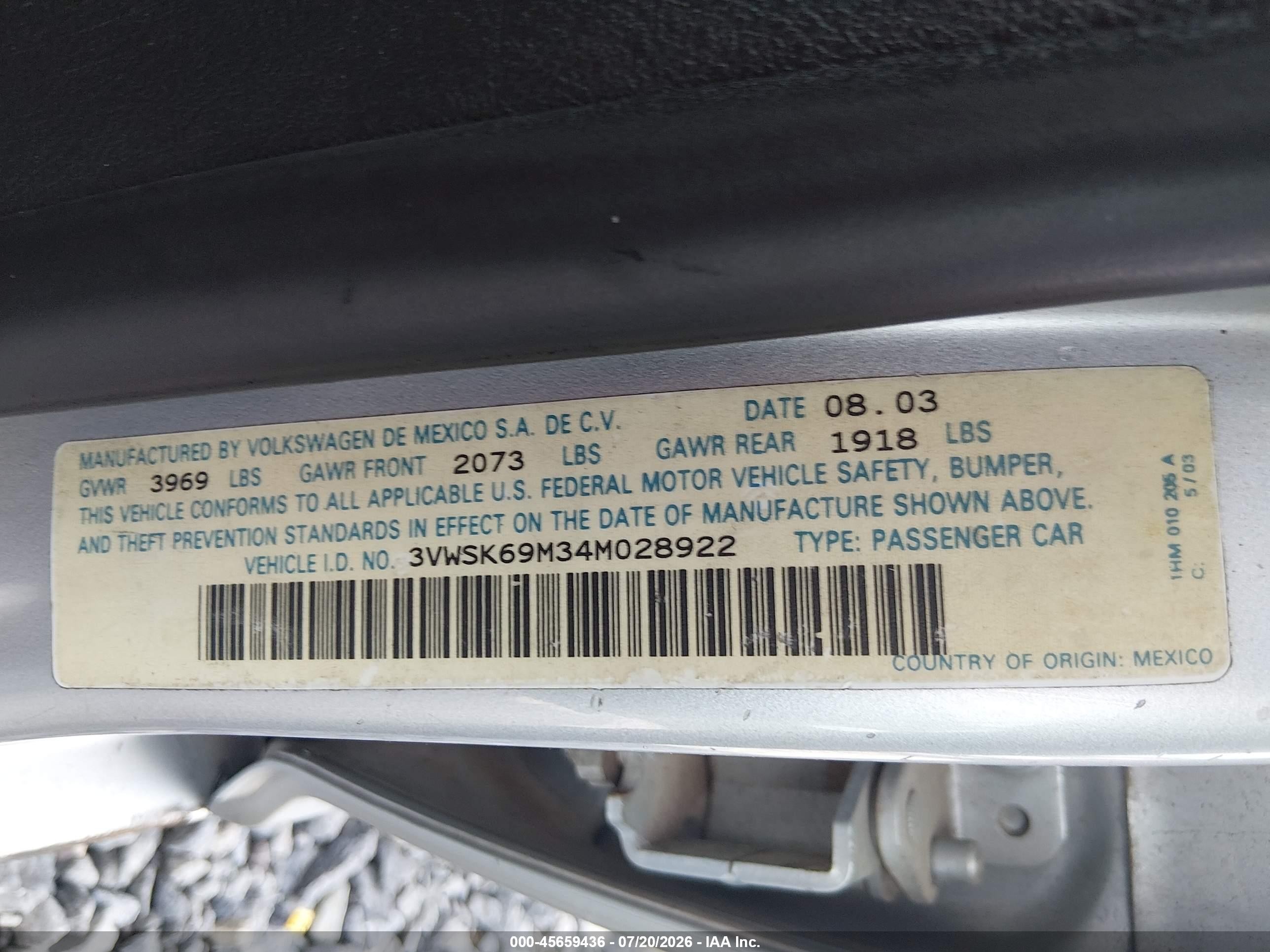 2004 Volkswagen Jetta Gls 2.0l Silver vin: 3VWSK69M34M028922