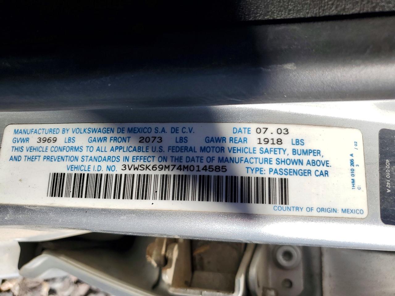 2004 Volkswagen Jetta Gls Серебряный vin: 3VWSK69M74M014585