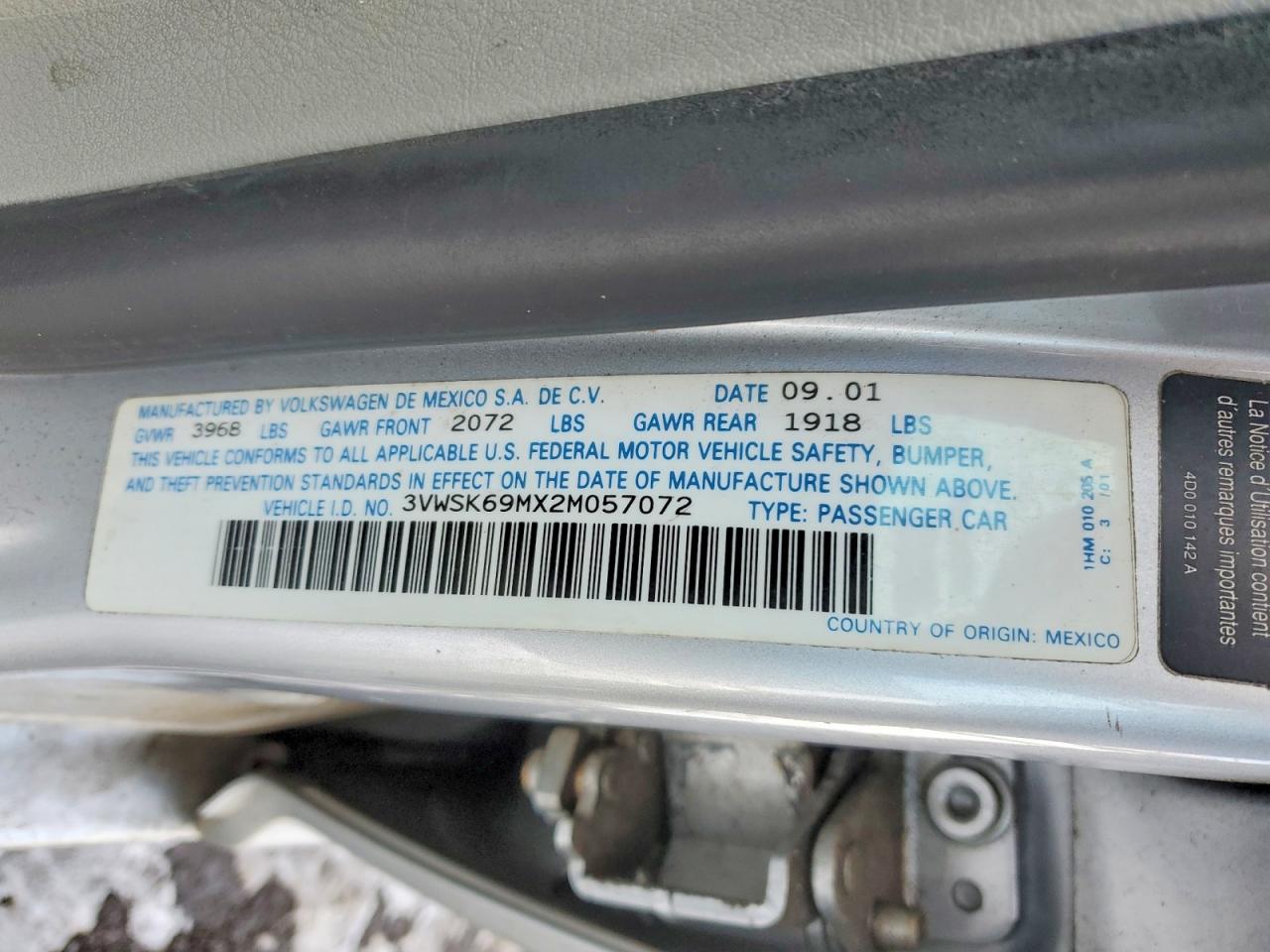 2002 Volk Jetta Gls Silver vin: 3VWSK69MX2M057072