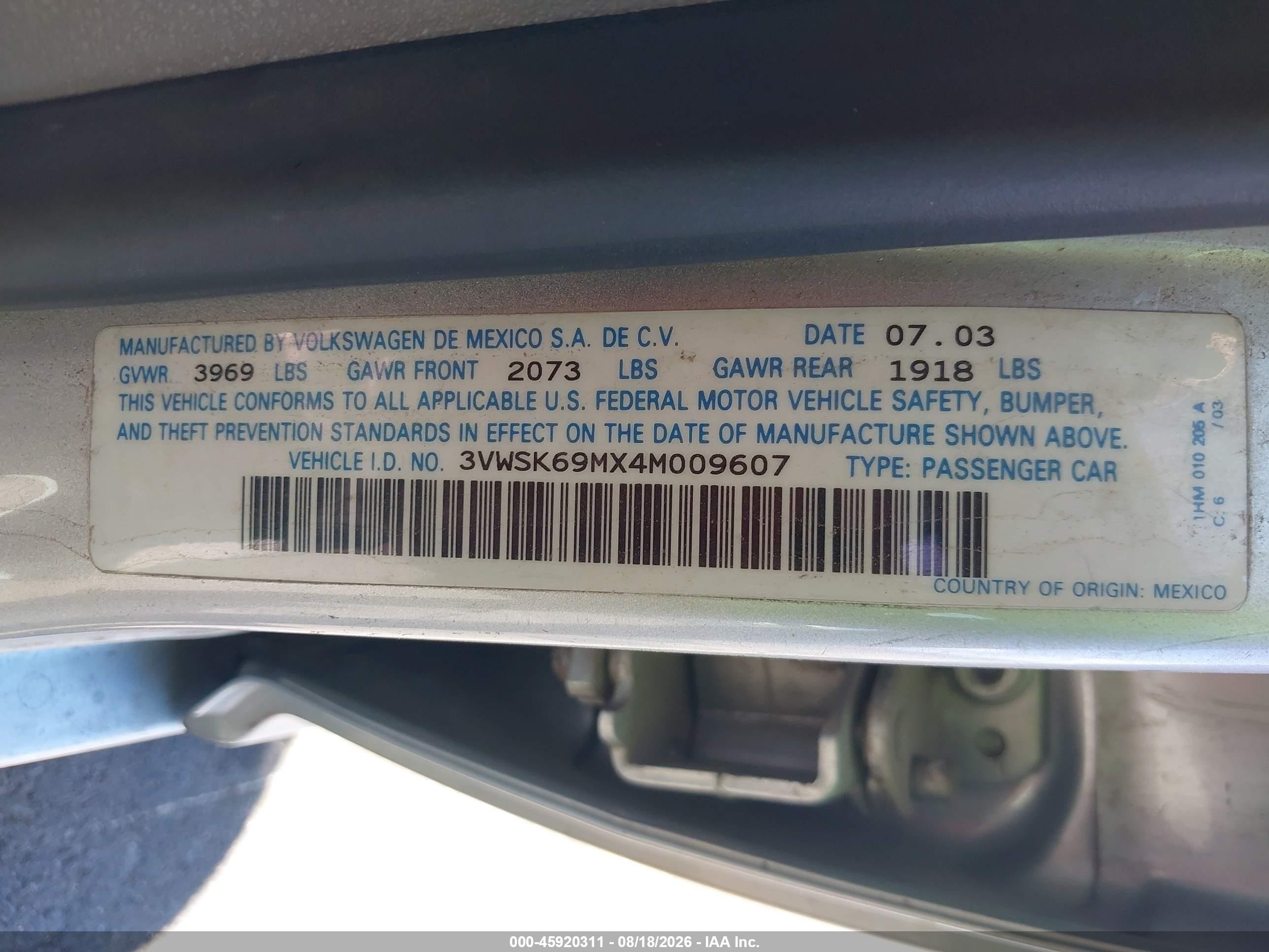 2004 Volkswagen Jetta Gls 2.0l Серебряный vin: 3VWSK69MX4M009607