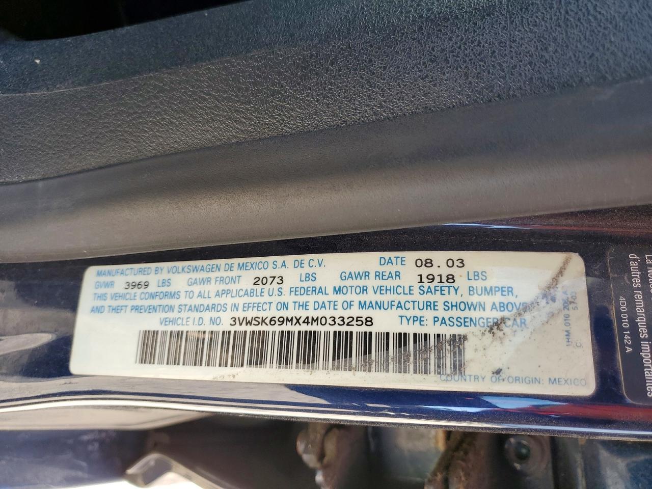 2004 Volkswagen Jetta Gls Blue vin: 3VWSK69MX4M033258