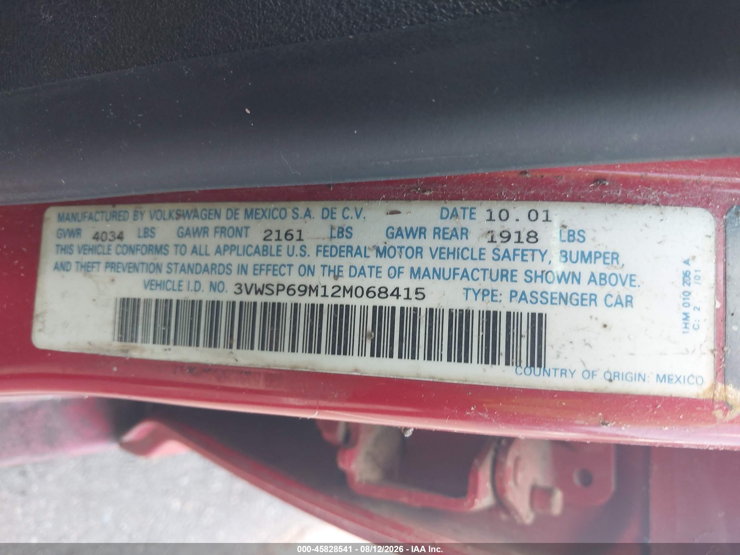 2002 Volkswagen Jetta Gls Tdi Red vin: 3VWSP69M12M068415