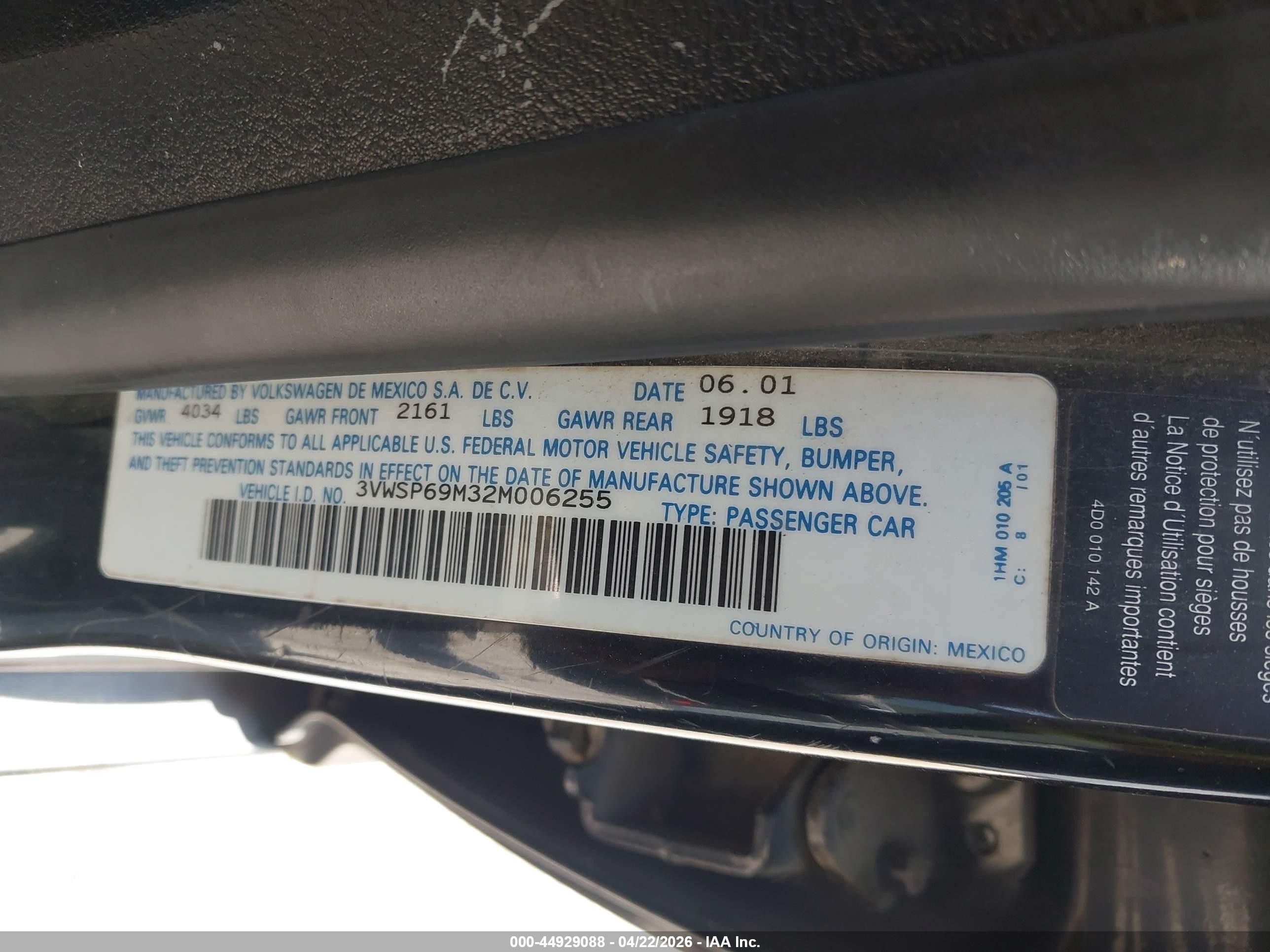 2002 Volkswagen Jetta Gls Tdi Black vin: 3VWSP69M32M006255