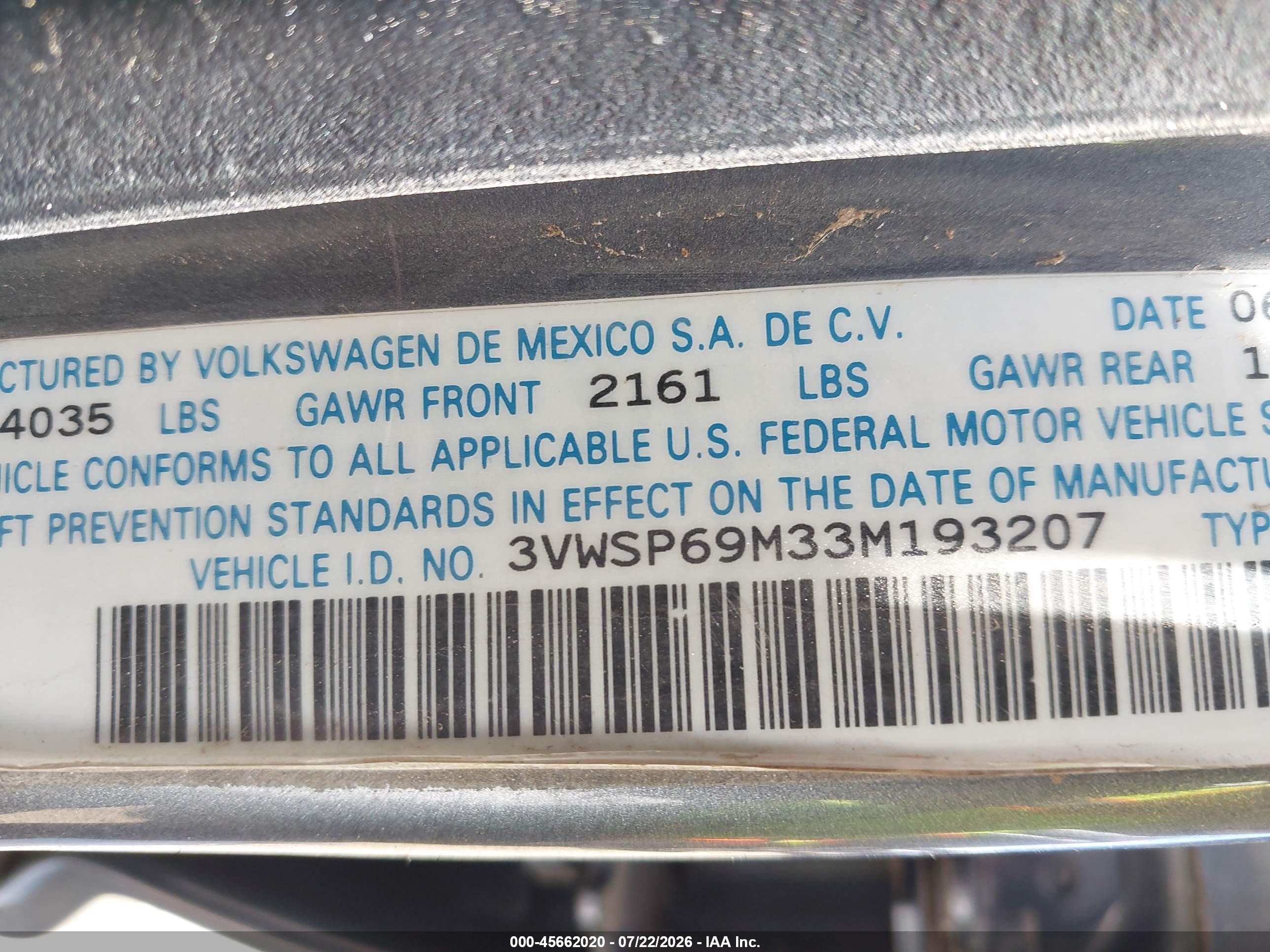 2003 Volkswagen Jetta Gls Tdi Серый vin: 3VWSP69M33M193207