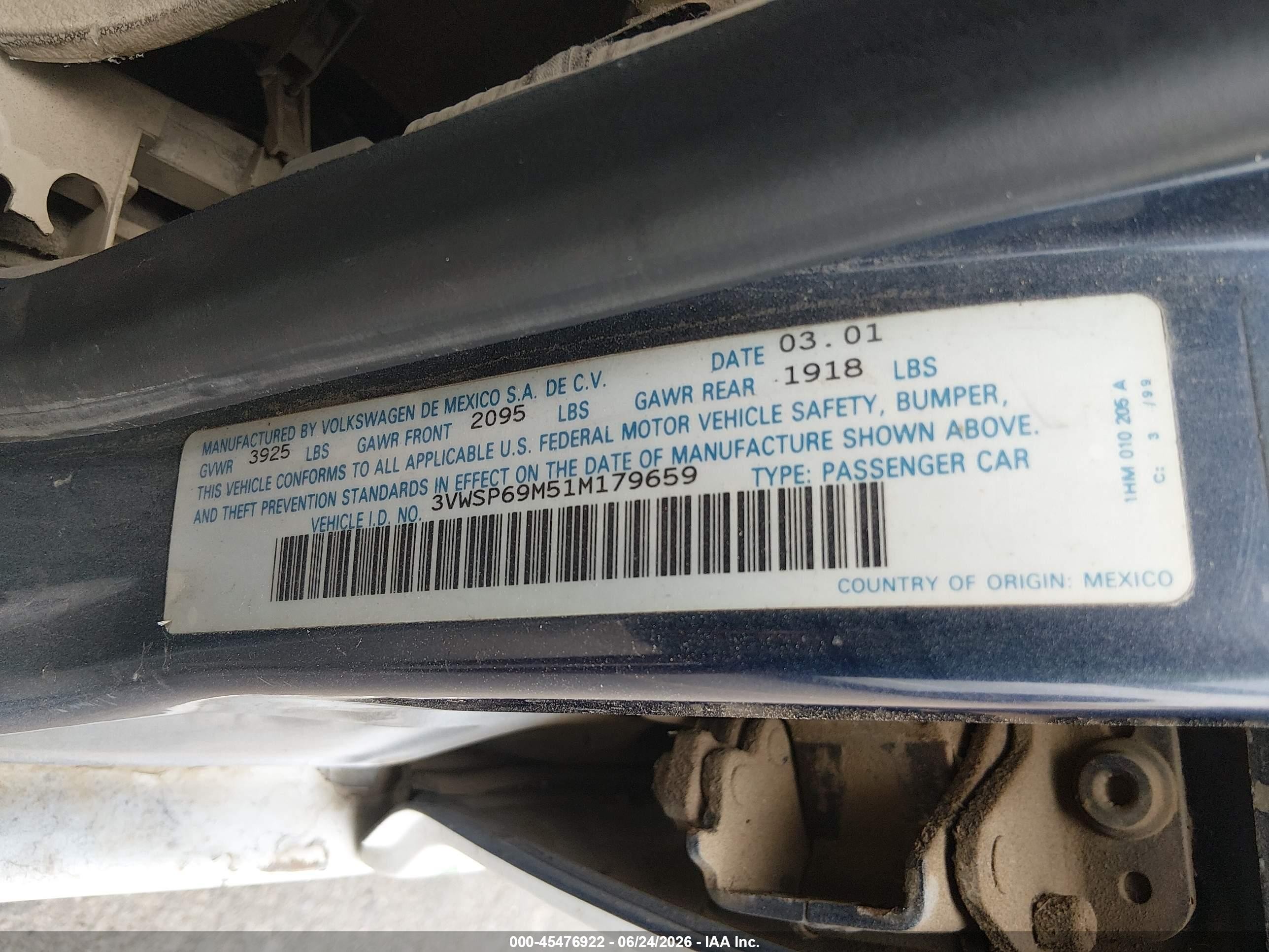 2001 Volkswagen Jetta Gls Tdi Белый vin: 3VWSP69M51M179659