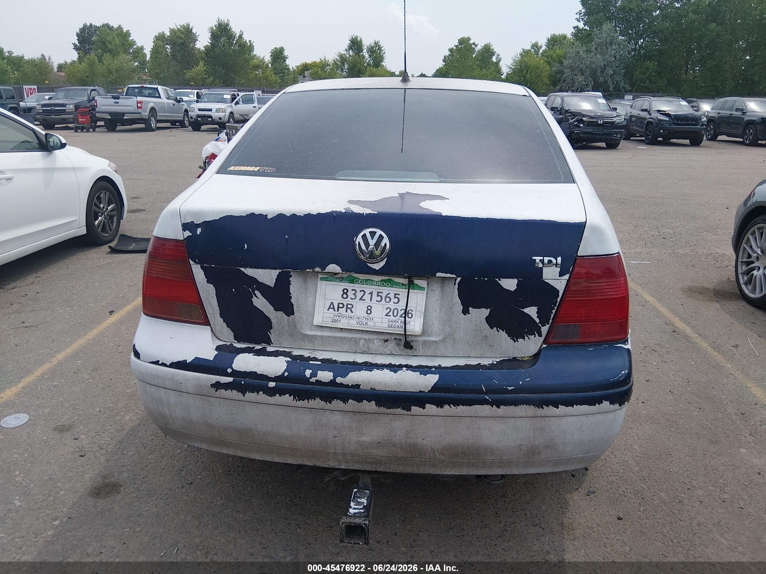 2001 Volkswagen Jetta Gls Tdi Белый vin: 3VWSP69M51M179659