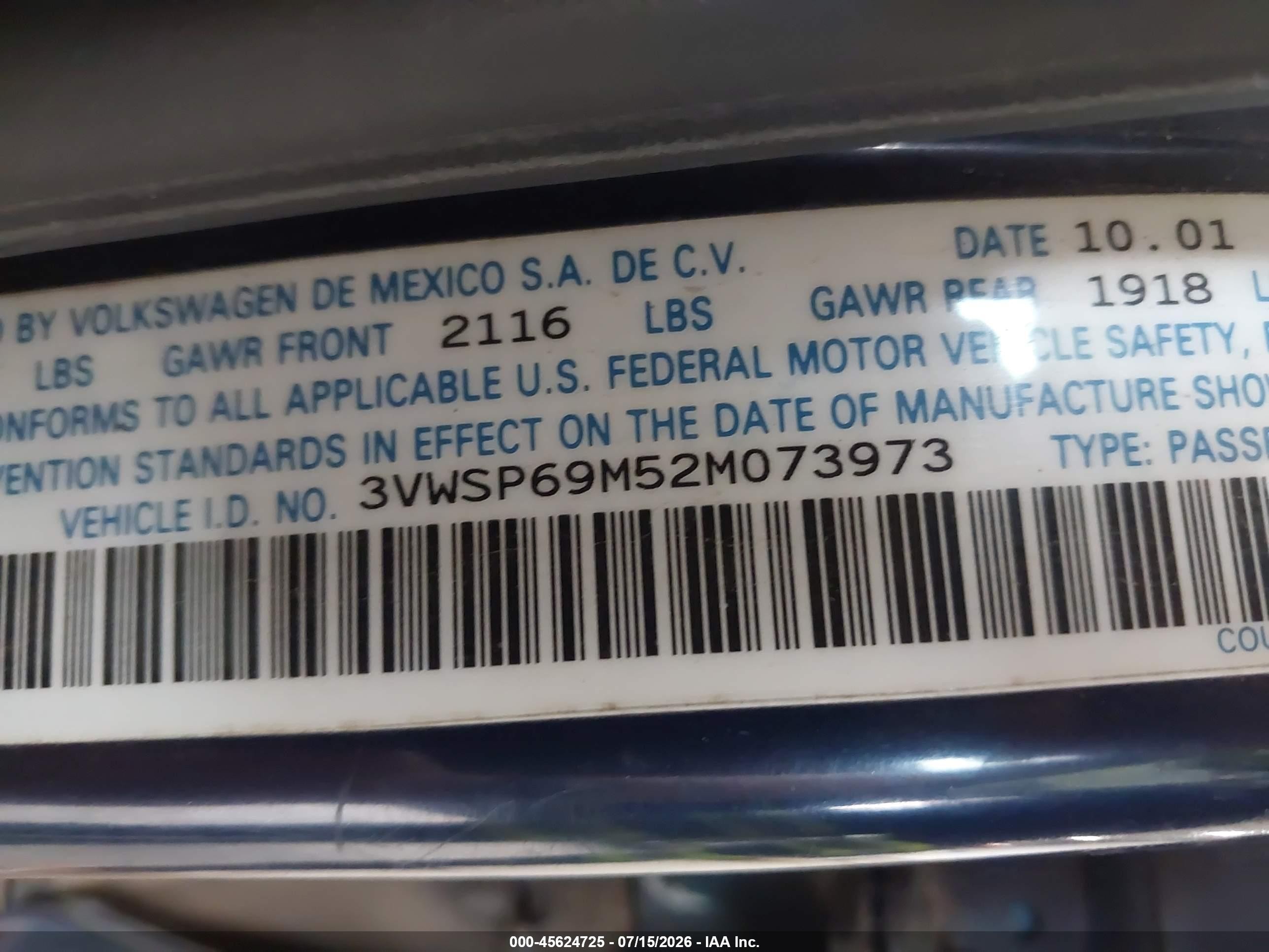 2002 Volkswagen Jetta Gls Tdi Blue vin: 3VWSP69M52M073973