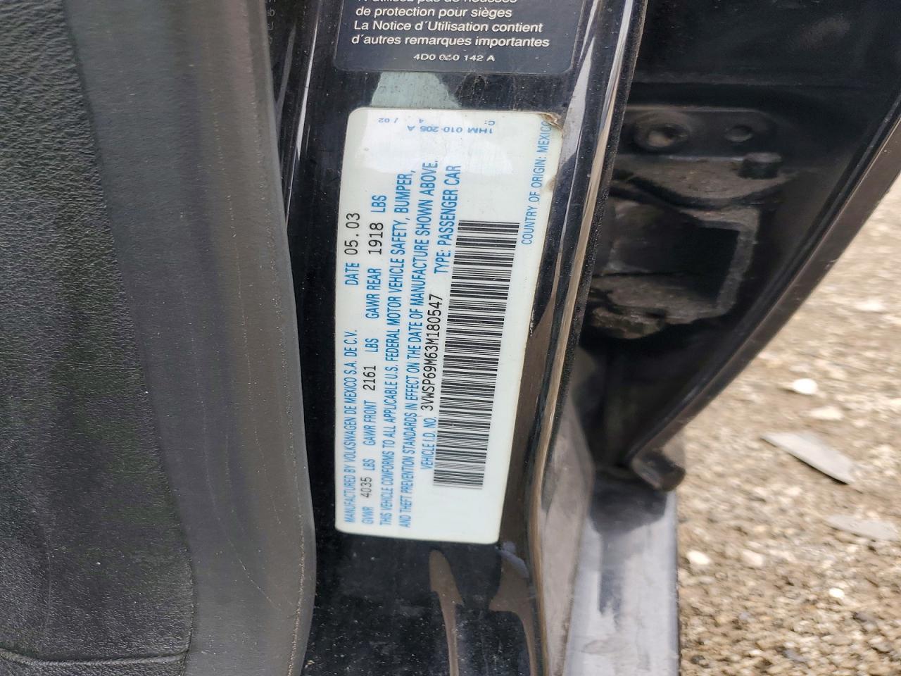 2003 Volkswagen Jetta Gls Tdi Черный vin: 3VWSP69M63M180547