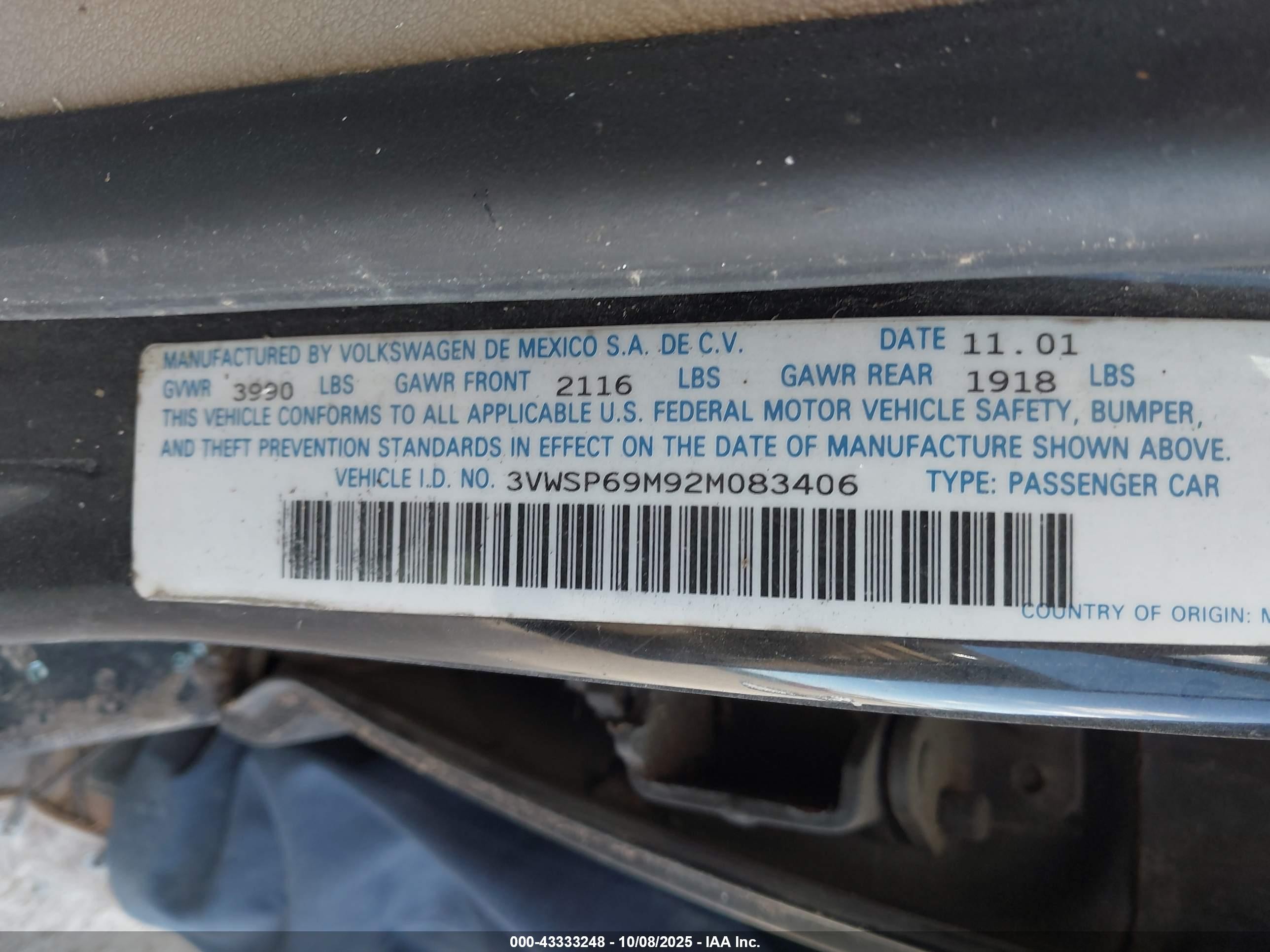 2002 Volkswagen Jetta Gls Tdi Black vin: 3VWSP69M92M083406