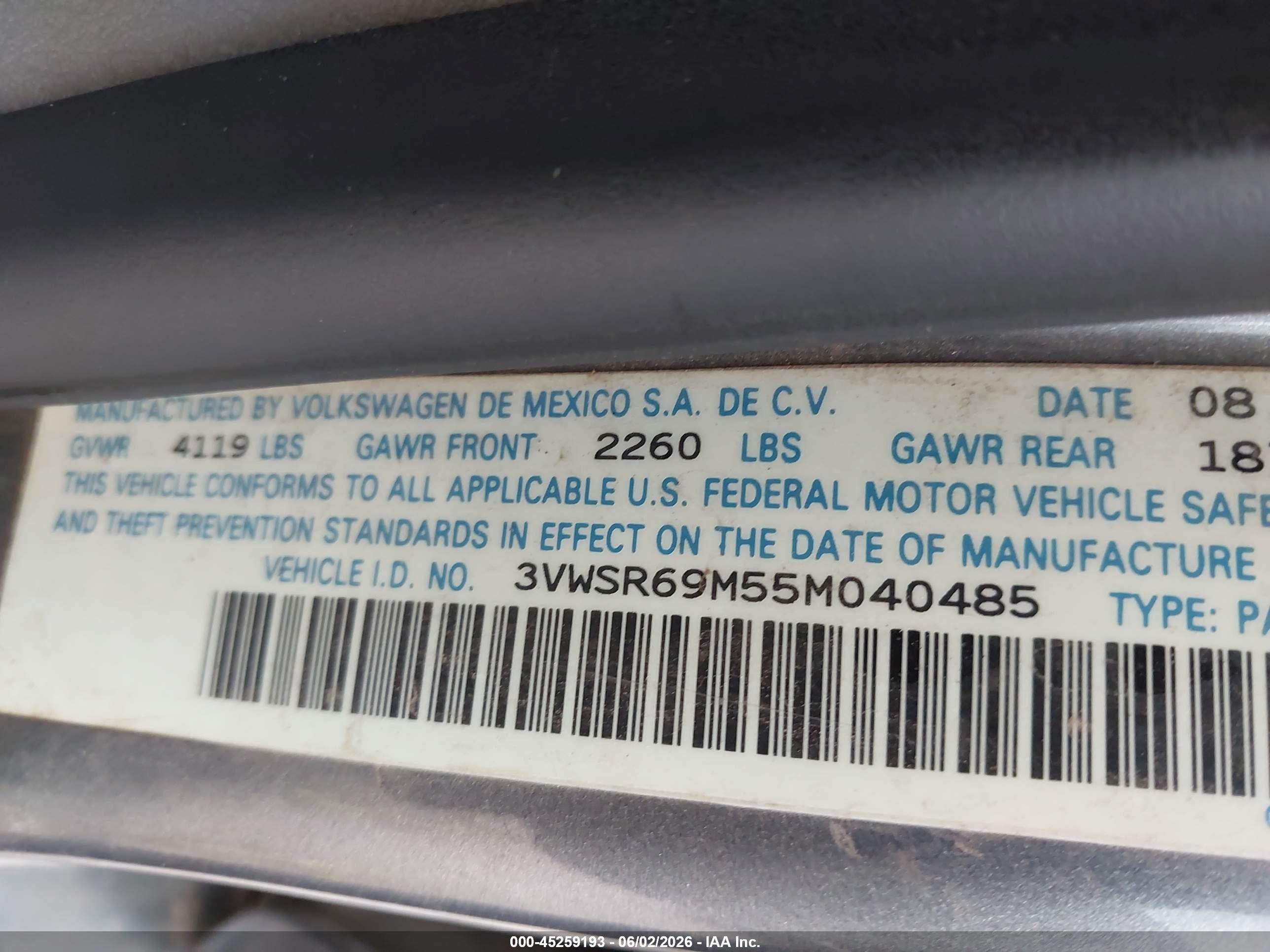 2005 Volkswagen Jetta Gls Tdi Gray vin: 3VWSR69M55M040485