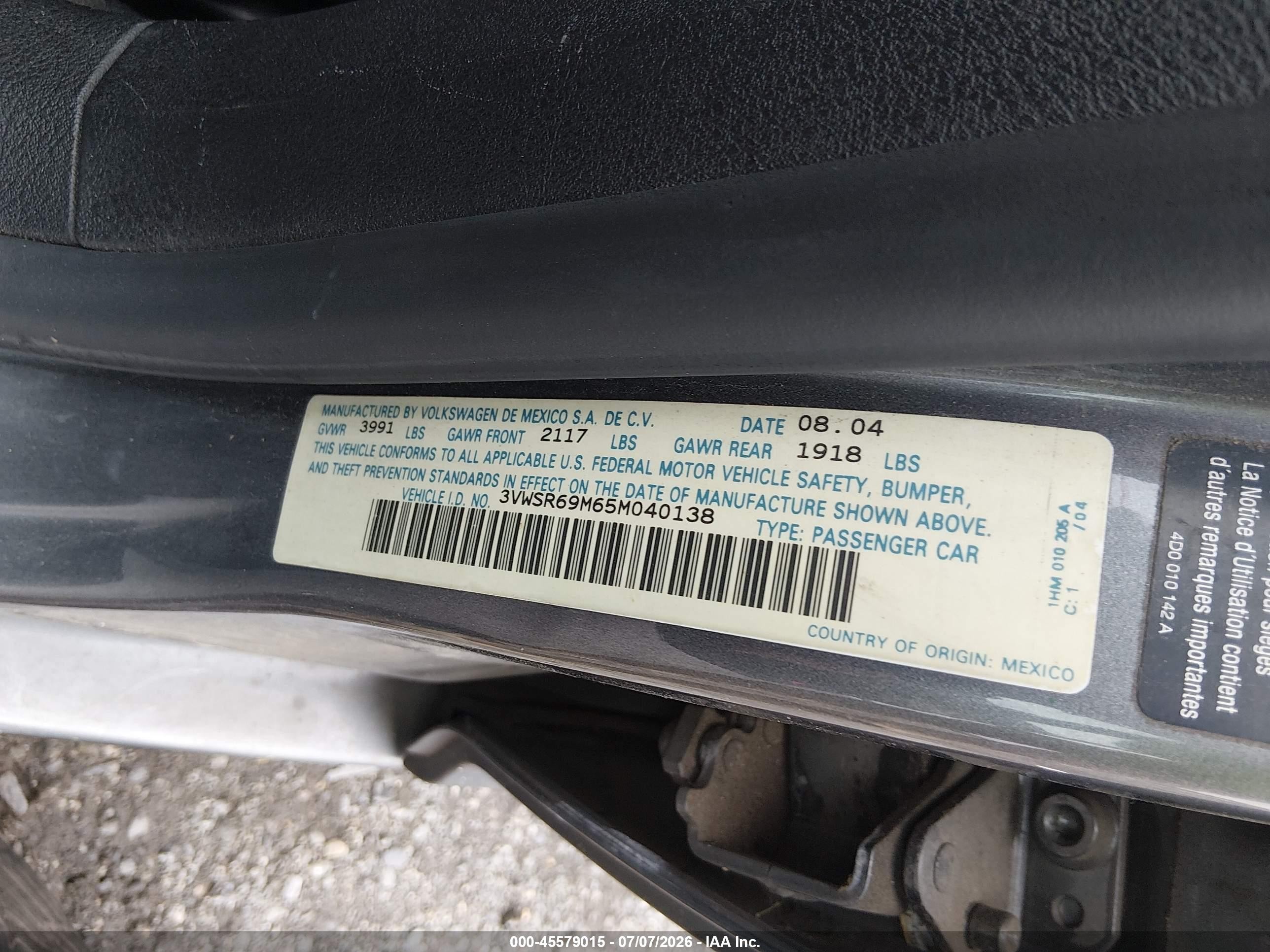 2005 Volkswagen Jetta Gls Tdi Gray vin: 3VWSR69M65M040138