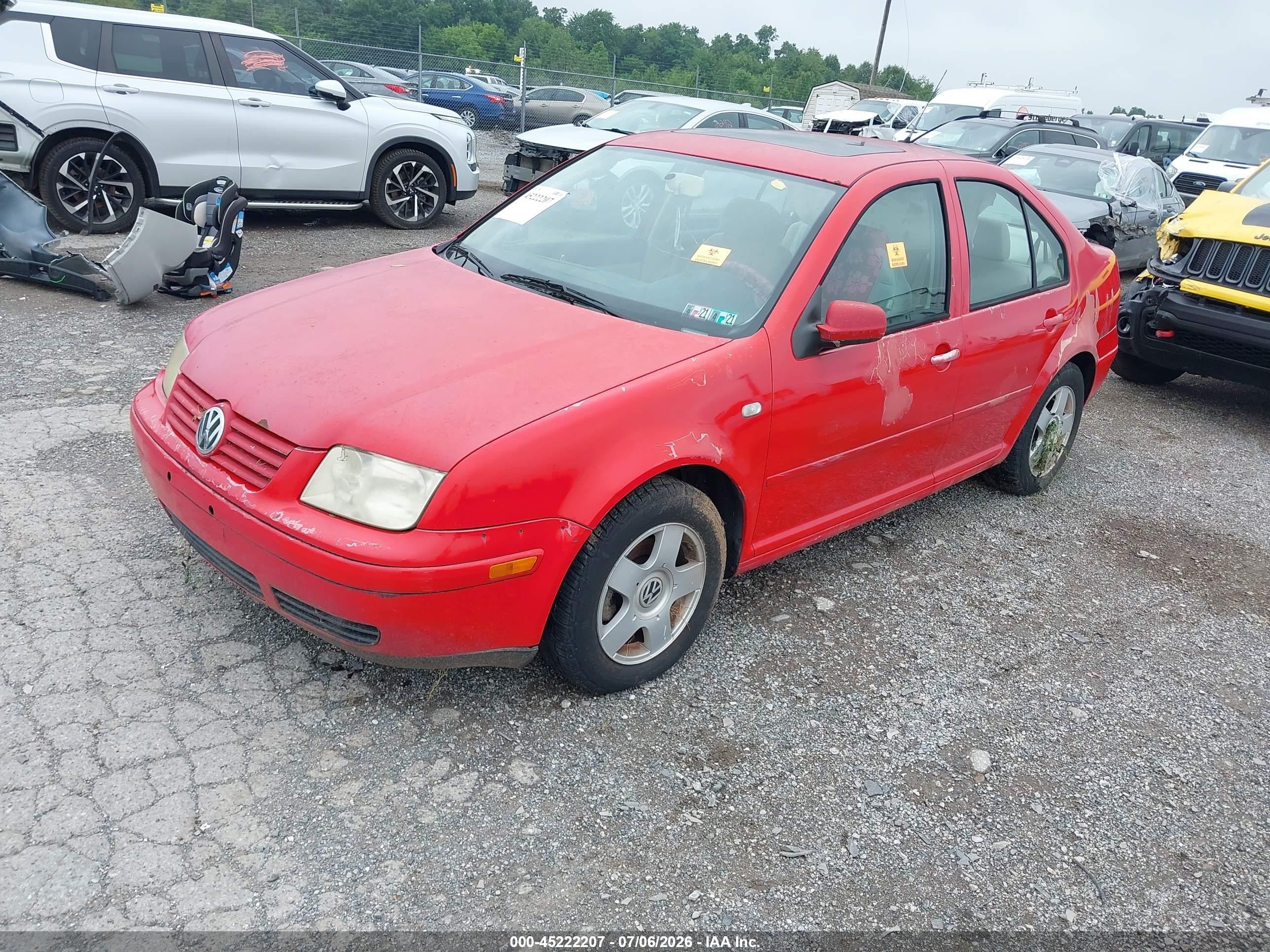 2001 Volkswagen Jetta Gls Red vin: 3VWSS29M01M020832
