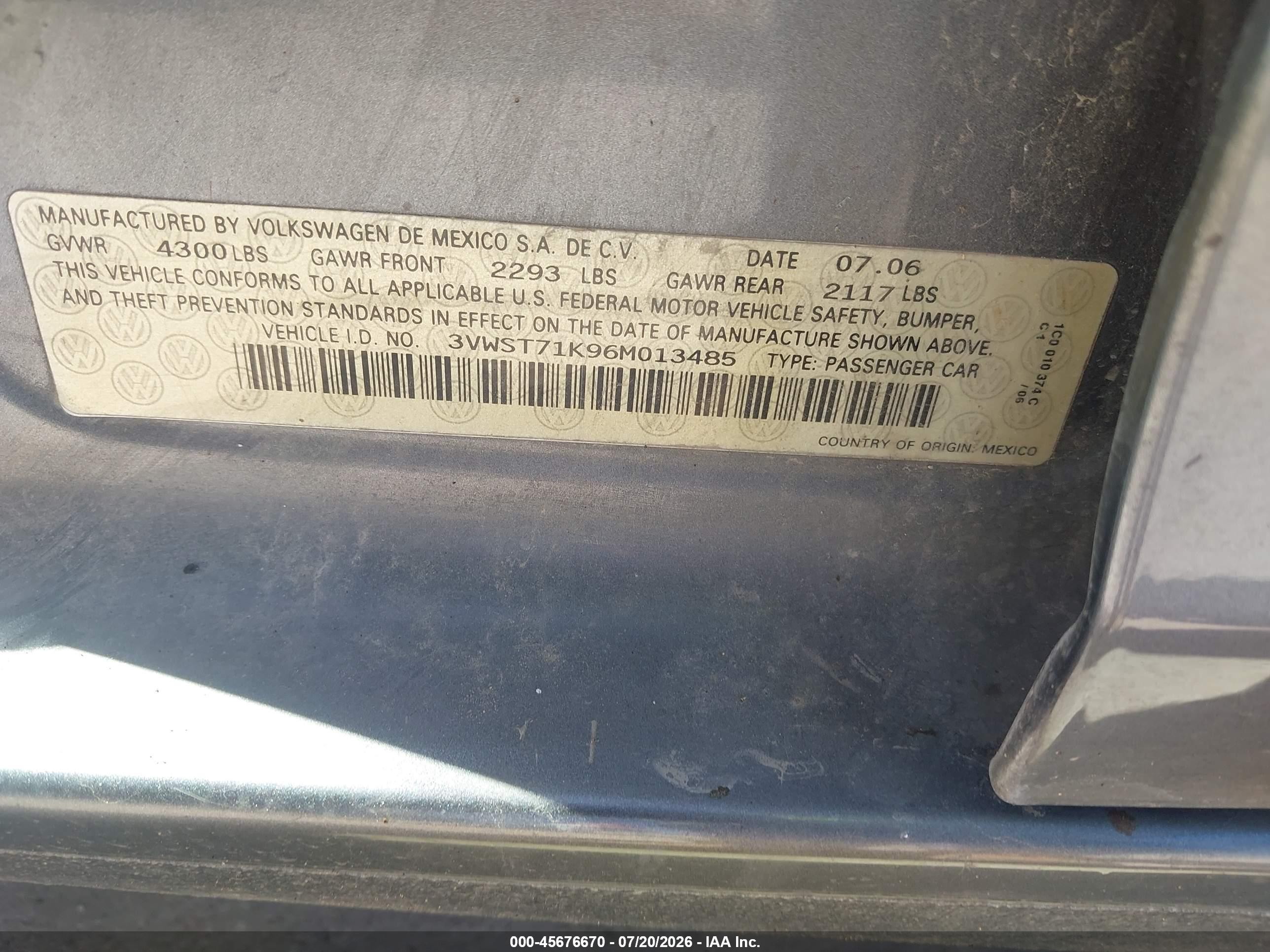 2006 Volkswagen Jetta Tdi Gray vin: 3VWST71K96M013485