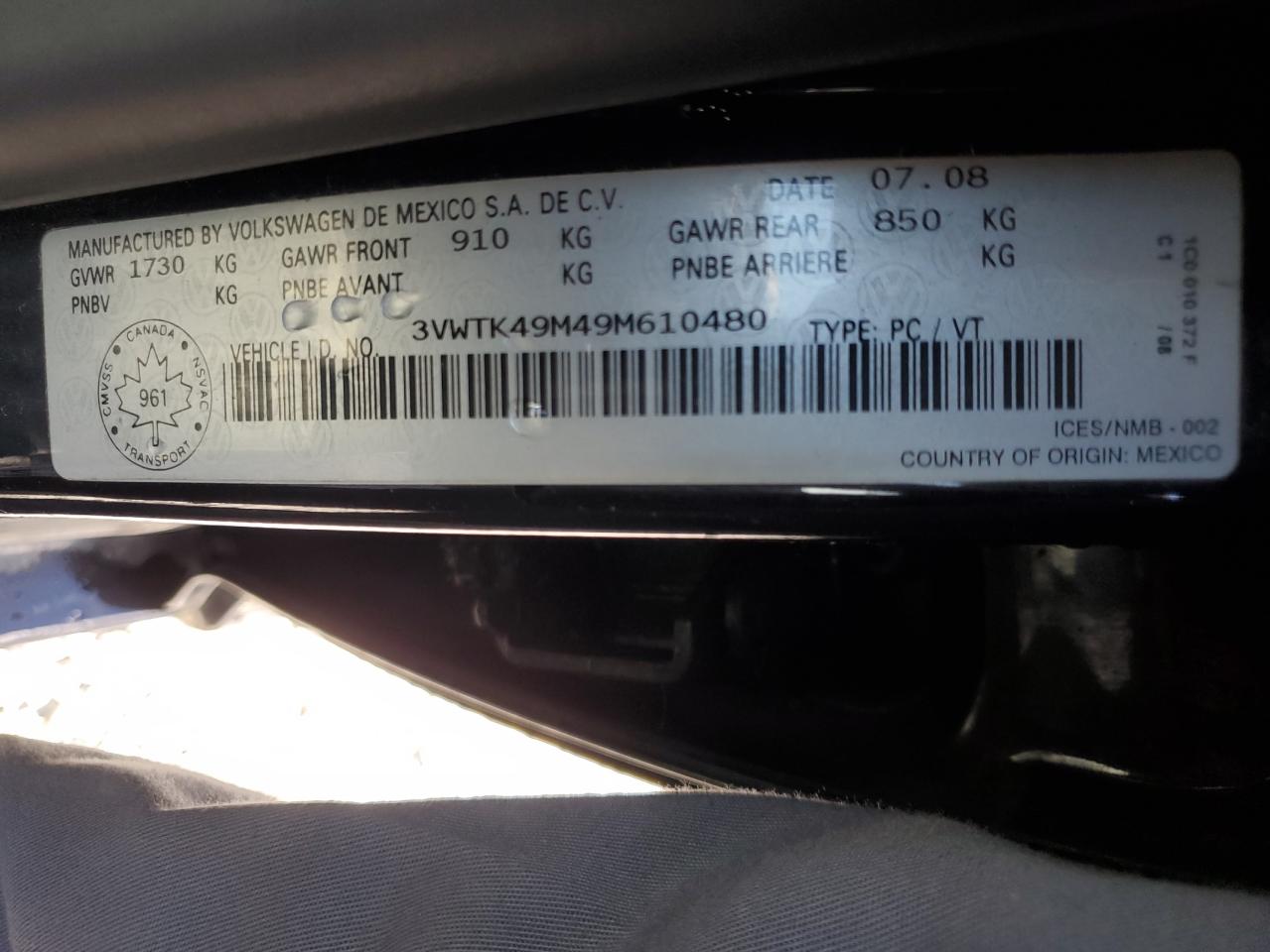 2009 Volkswagen City Jetta Black vin: 3VWTK49M49M610480