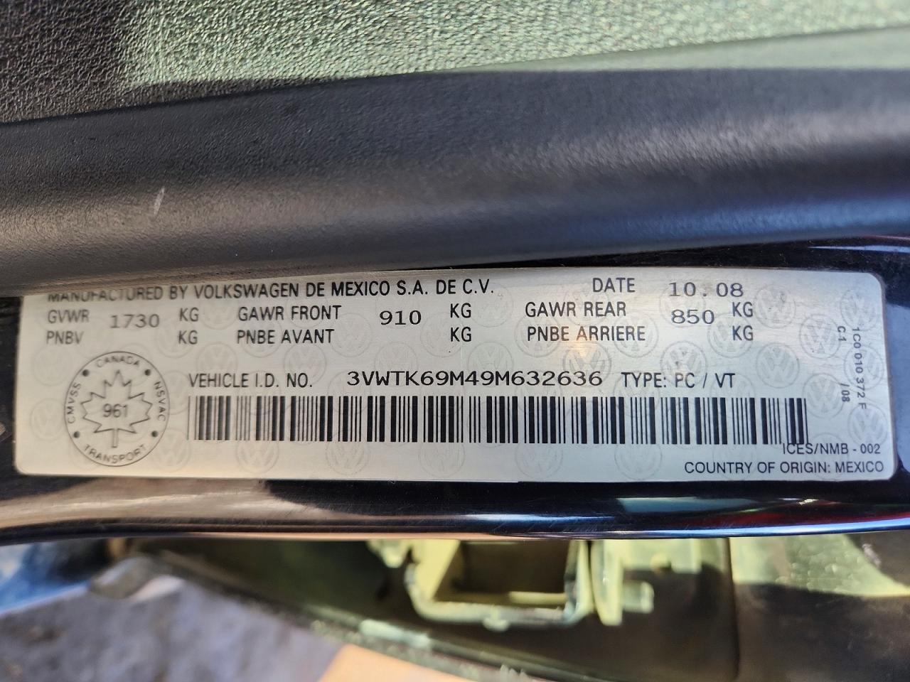 2009 Volkswagen City Jetta Black vin: 3VWTK69M49M632636