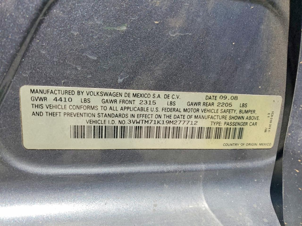 2009 Volkswagen Jetta Se Silver vin: 3VWTM71K19M277712
