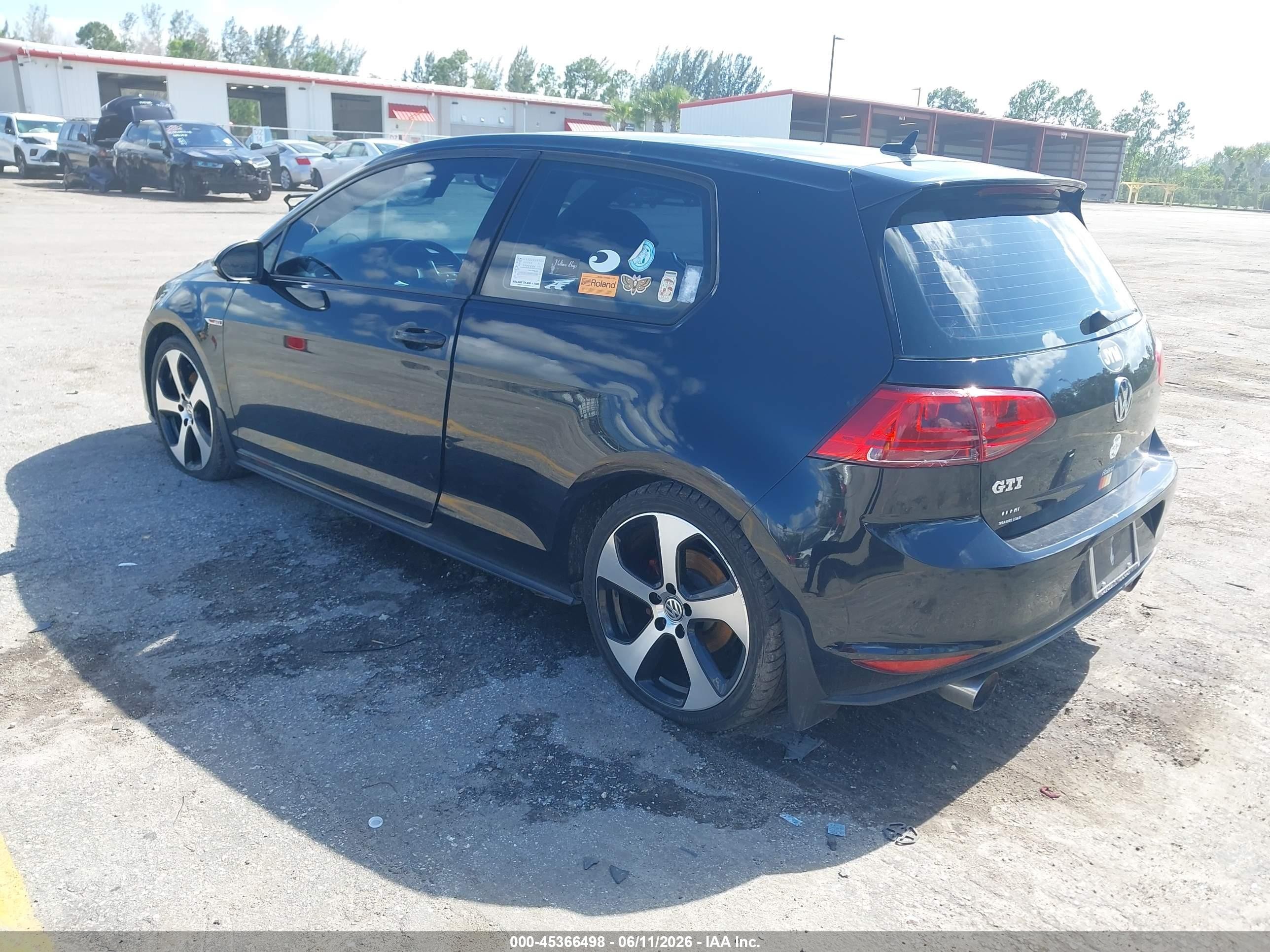 2015 Volkswagen Golf Gti 2.0t S 2-door Black vin: 3VWTT7AU9FM030163