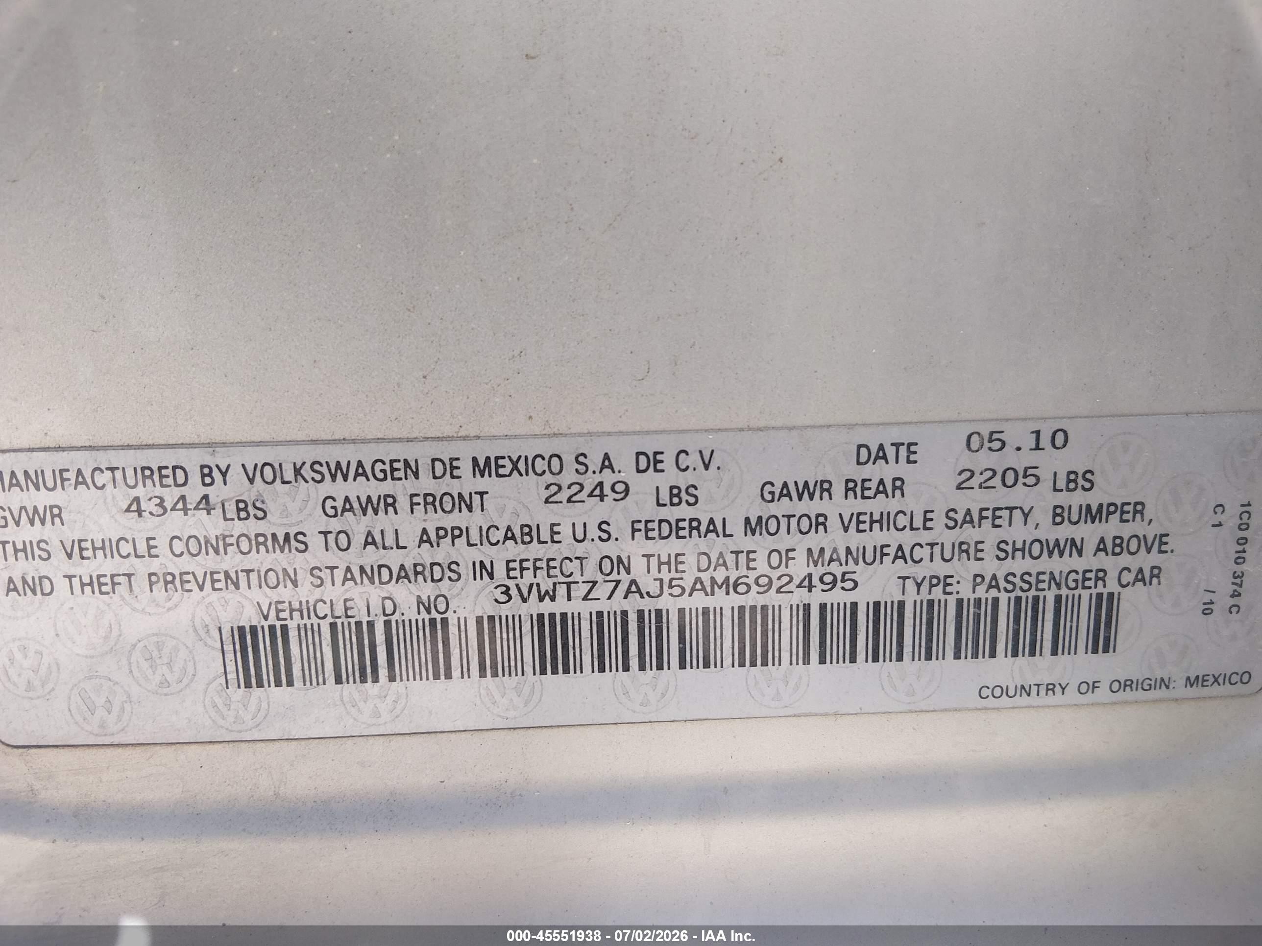 2010 Volkswagen Jetta Se Silver vin: 3VWTZ7AJ5AM692495