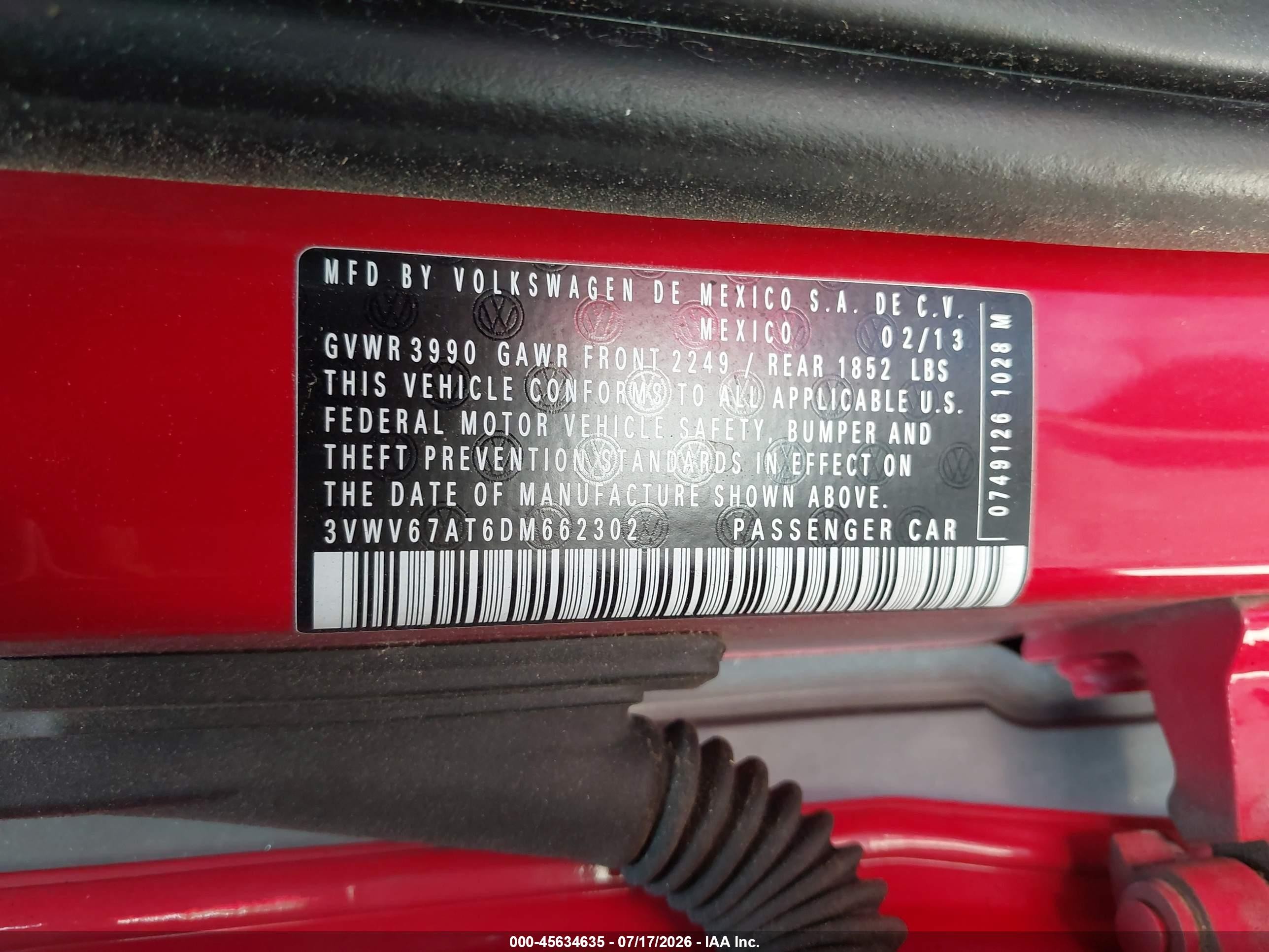 2013 Volkswagen Beetle 2.0t Turbo Red vin: 3VWV67AT6DM662302