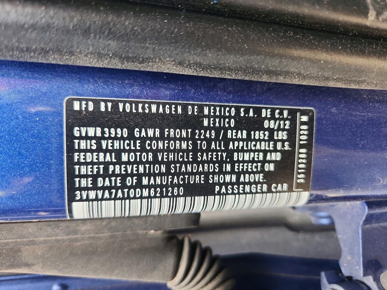 2013 Volkswagen Beetle Turbo Blue vin: 3VWVA7AT0DM621260