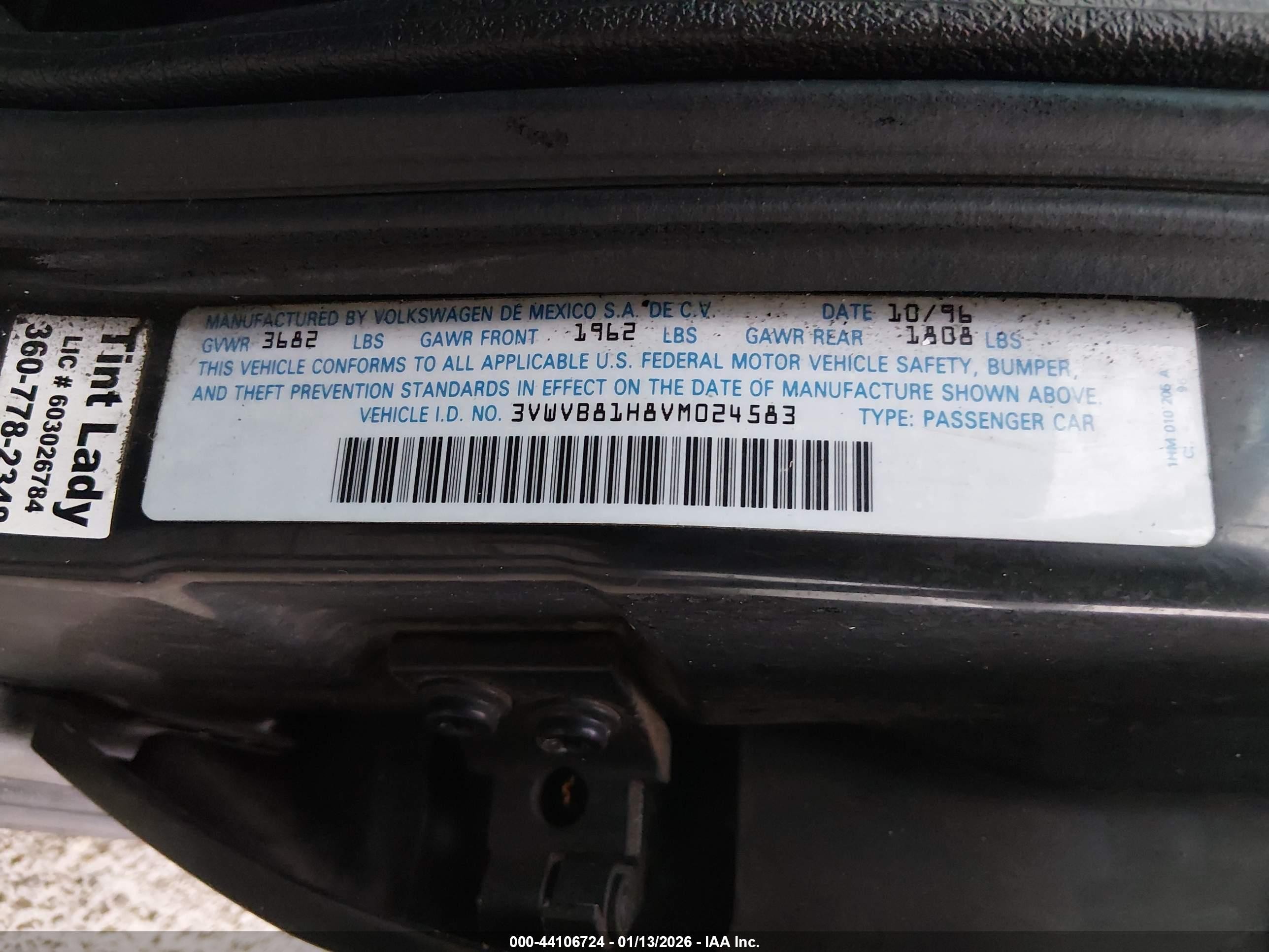 1997 Volkswagen Jetta Gt Black vin: 3VWVB81H8VM024583