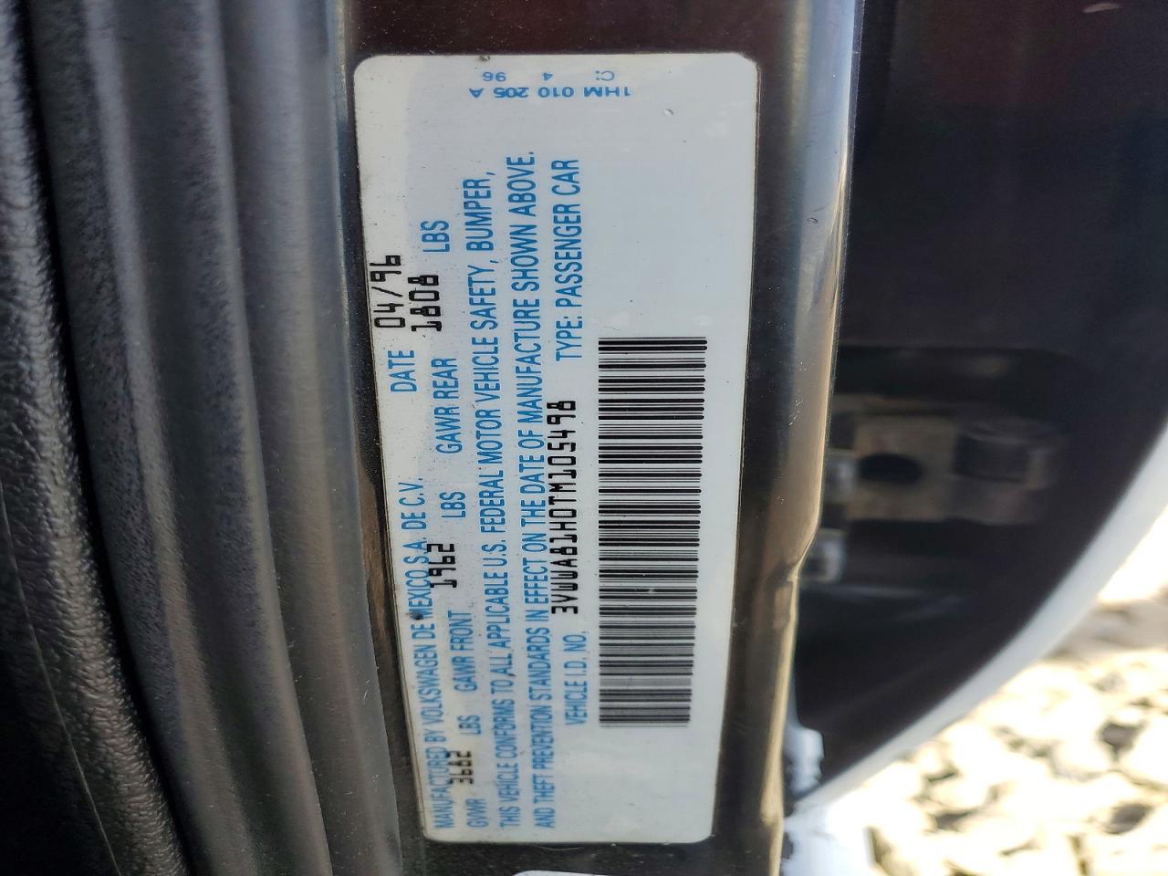 1996 Volkswagen Jetta Trek White vin: 3VWWA81H0TM105498