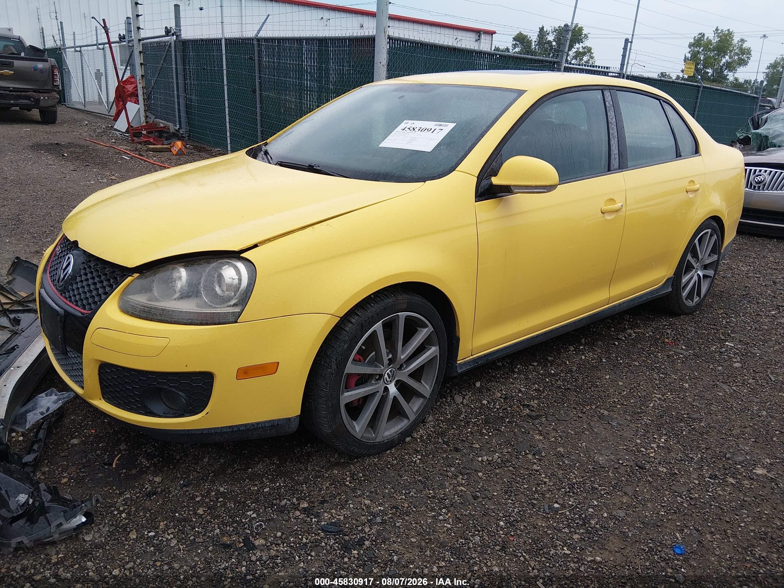 2007 Volkswagen Jetta Gli Yellow vin: 3VWWJ71K97M166117