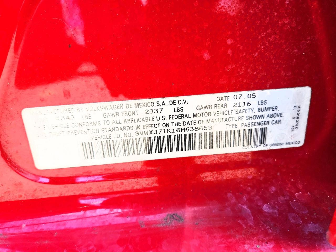 2006 Volkswagen Jetta Gli Option Package 2 Red vin: 3VWXJ71K16M638653
