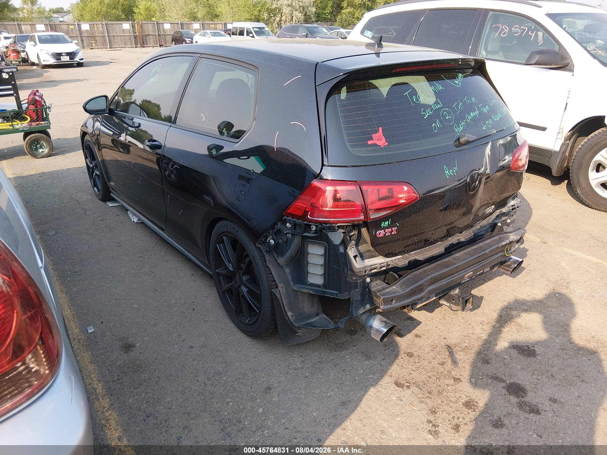2015 Volkswagen Golf Gti 2.0t S W/performance Package 2-door Black vin: 3VWY47AU1FM056016