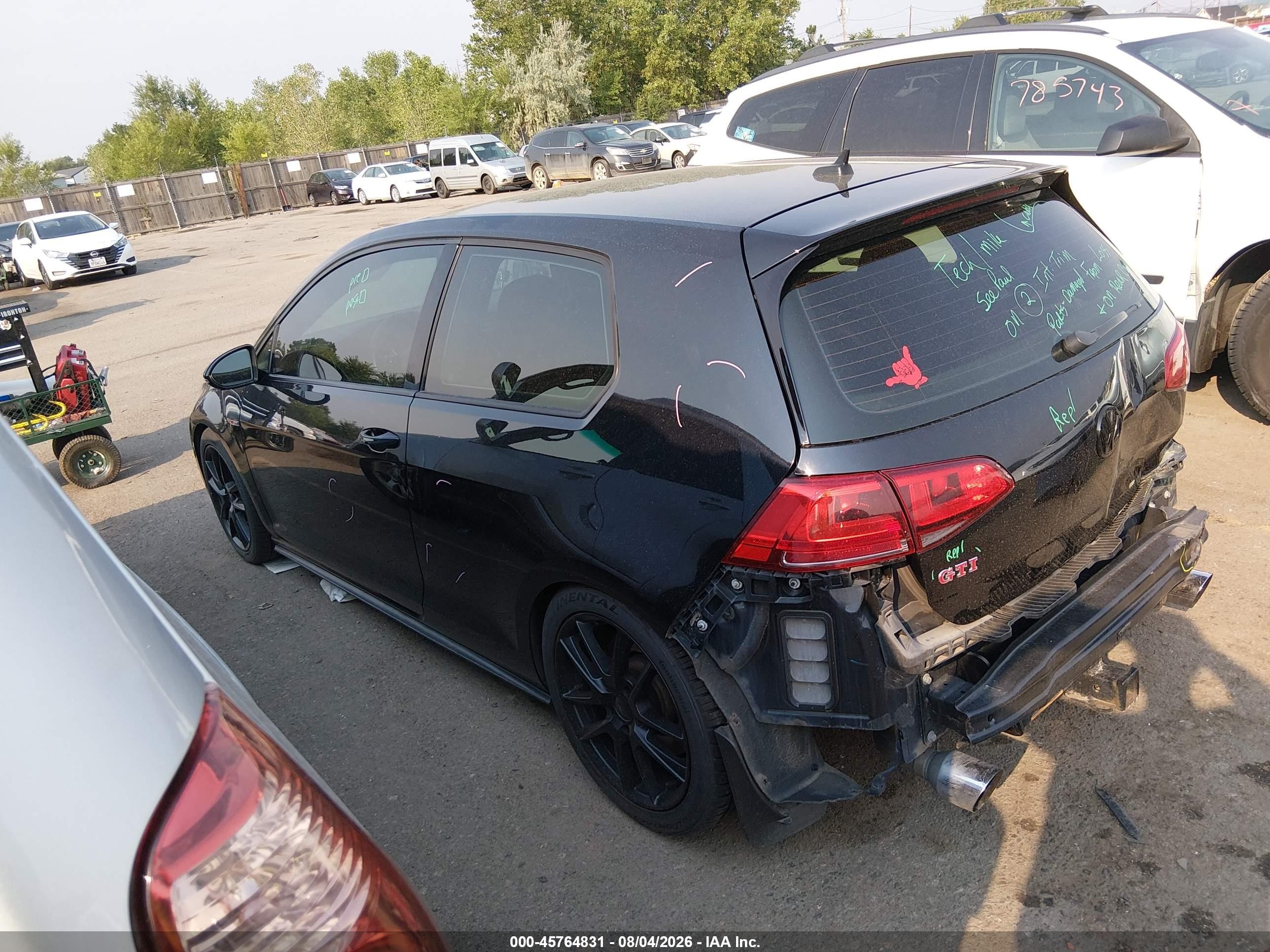 2015 Volkswagen Golf Gti 2.0t S W/performance Package 2-door Black vin: 3VWY47AU1FM056016