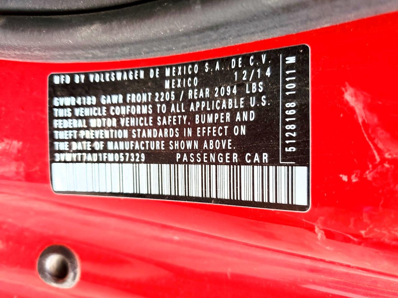 2015 Volkswagen Gti Red vin: 3VWYT7AU1FM057329