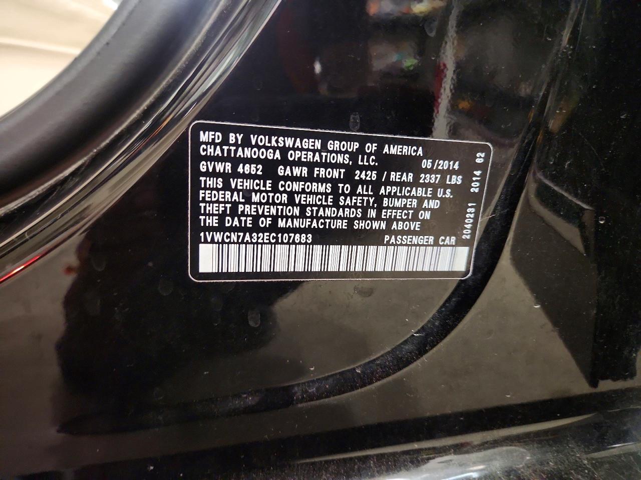 2014 Volkswagen Passat Sel Black vin: 1VWCN7A32EC107683