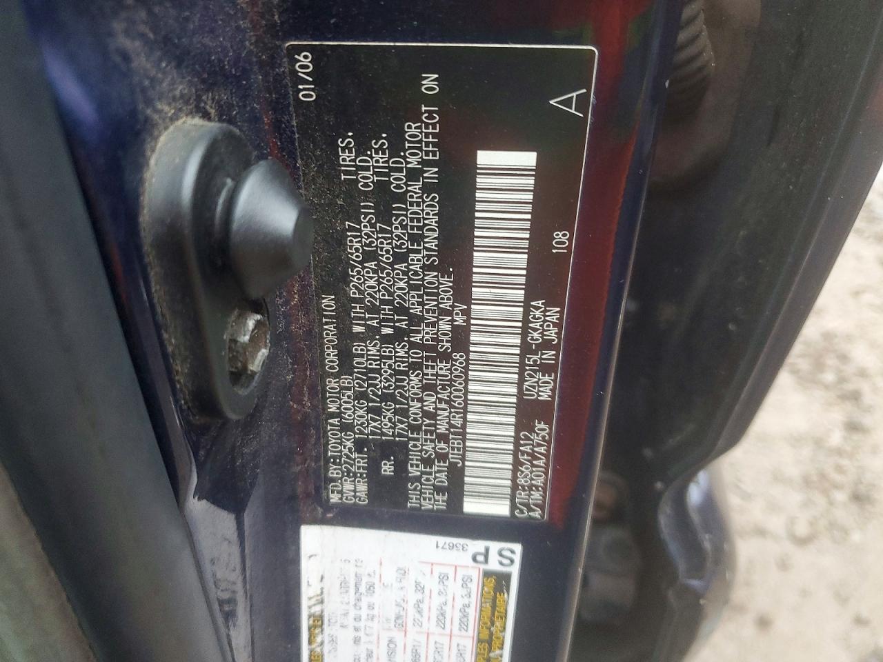 2006 Toyota 4runner Sr5 Blue vin: JTEBT14R160060968