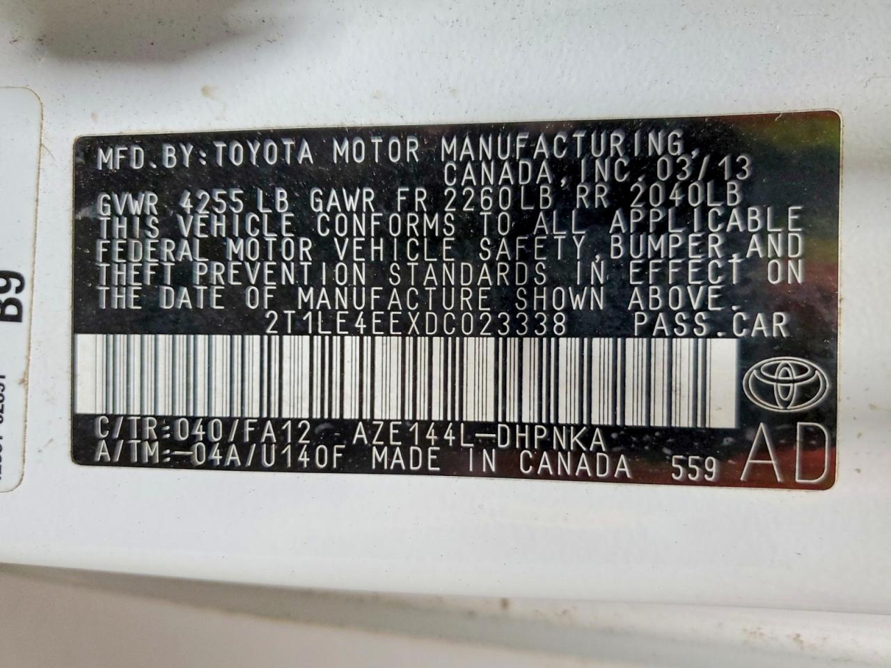 2013 Toyota Corolla Matrix S White vin: 2T1LE4EEXDC023338
