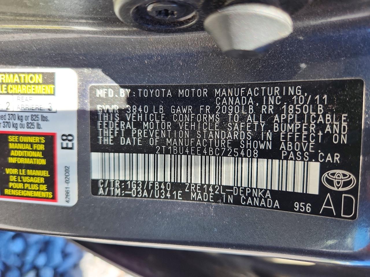 2011 Toyota Corolla Le Gray vin: 2T1BU4EE4BC725408