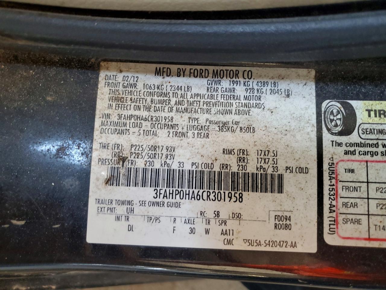 2012 Ford Fusion Se Черный vin: 3FAHP0HA6CR301958