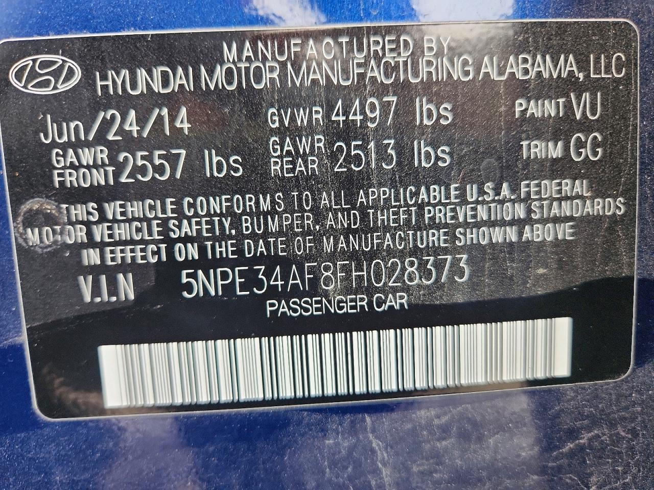 2015 Hyundai Sonata Sport Blue vin: 5NPE34AF8FH028373