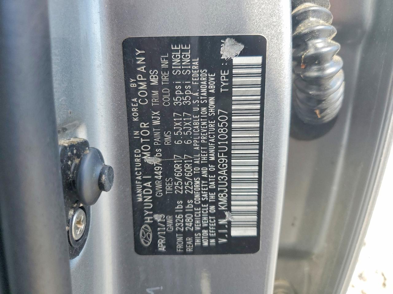 2015 Hyundai Tucson Se Silver vin: KM8JU3AG9FU108507