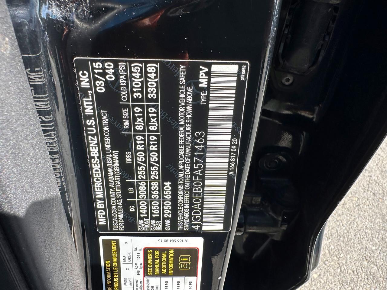 2015 Mercedes-benz Ml 250 Bluetec Black vin: 4JGDA0EB0FA571463
